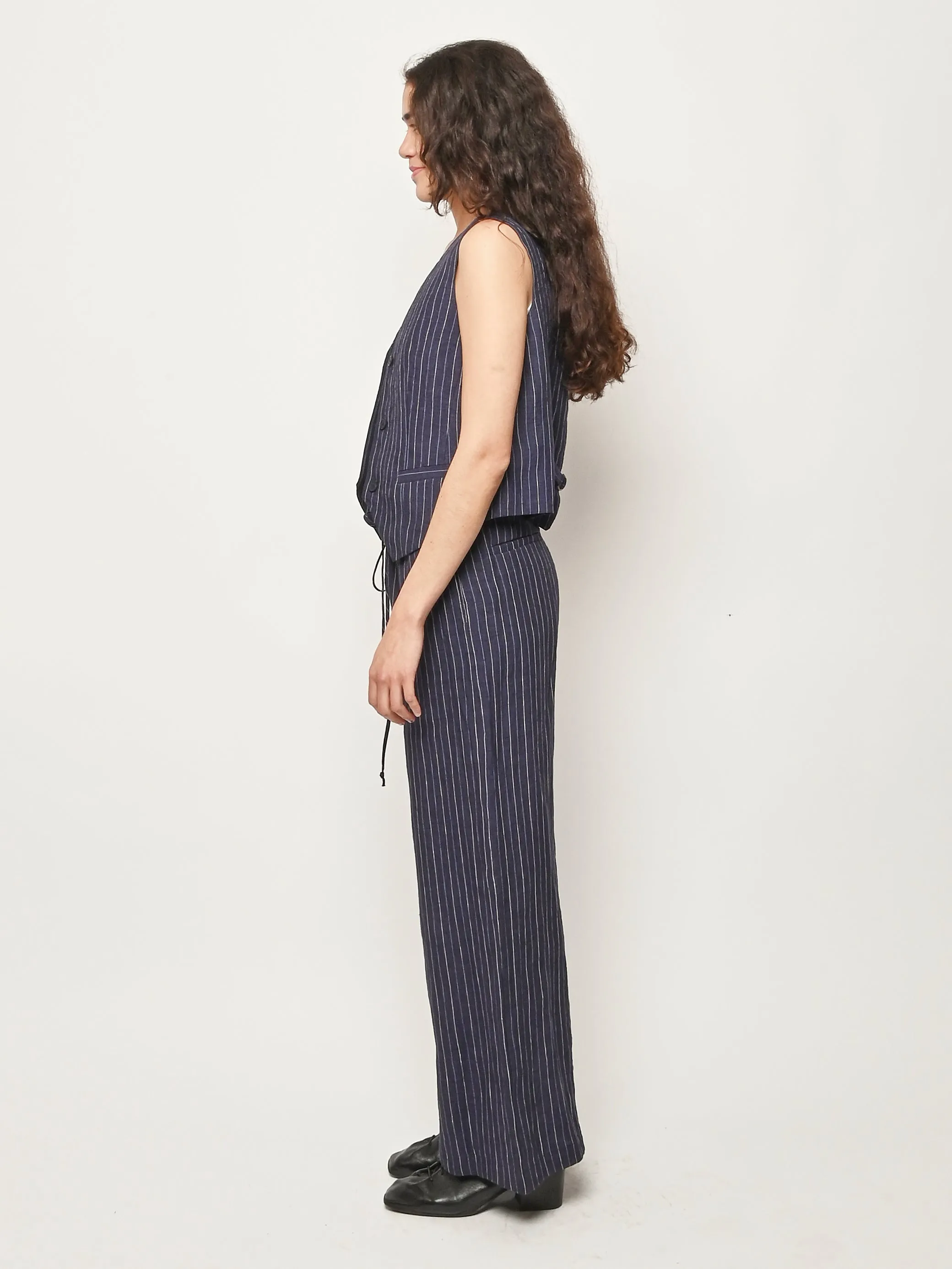 Navy Pinstripe Martin Vest sold by Frances May Houseline product image thumbnail 4
