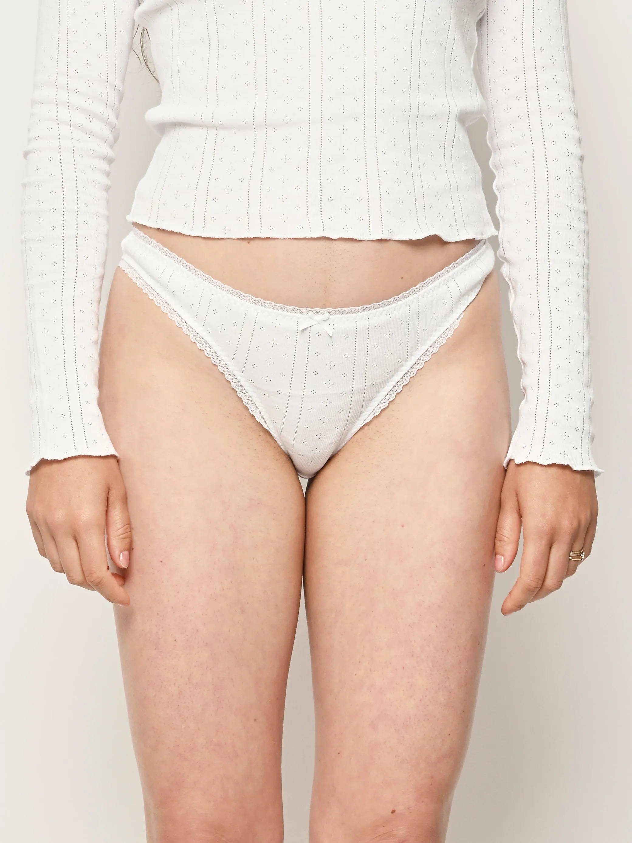 White Pointelle The High Rise sold by Frances May Houseline product image thumbnail 3