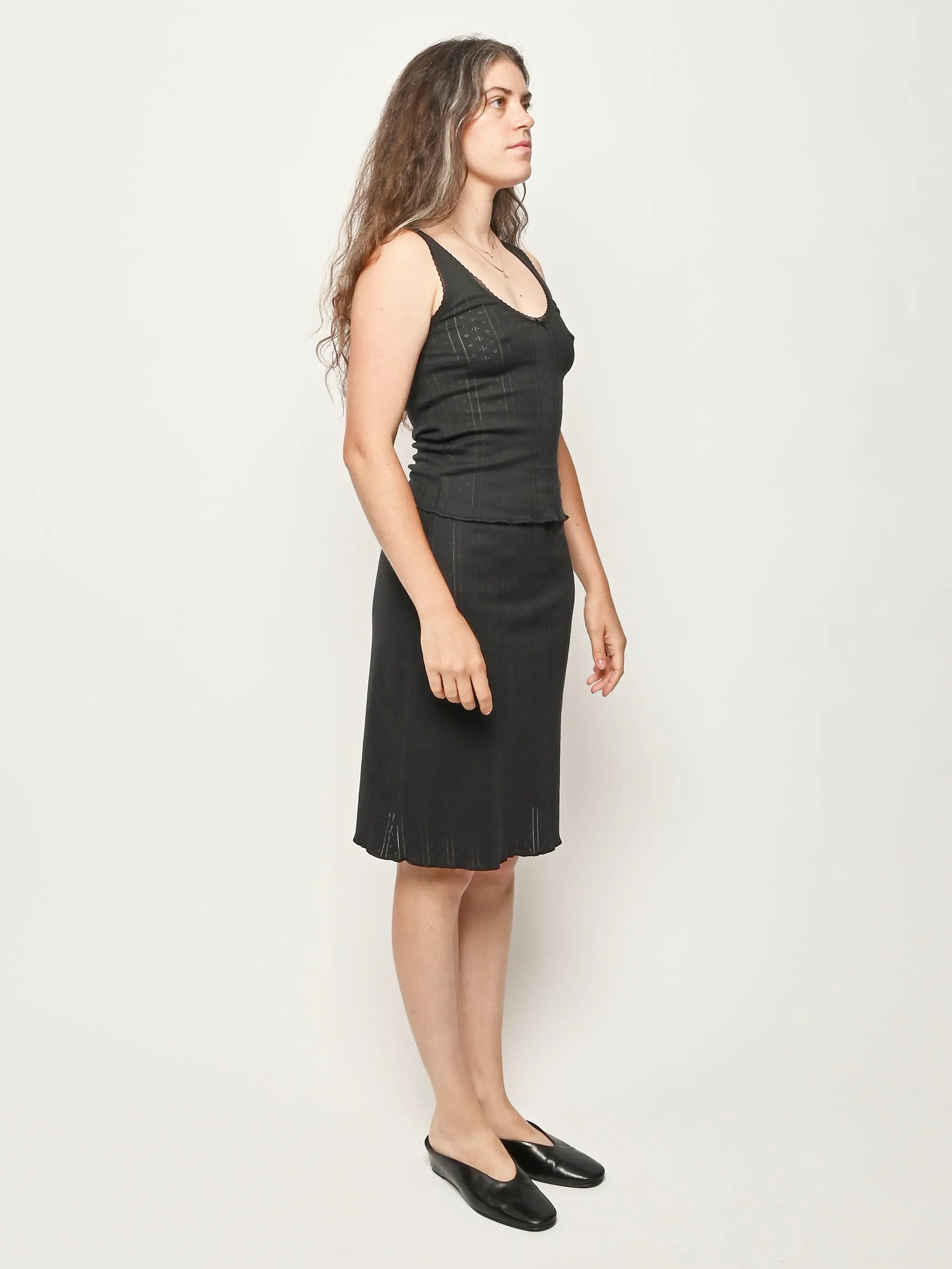 Black Pointelle The Scoop Tank sold by Frances May Houseline product image thumbnail 4