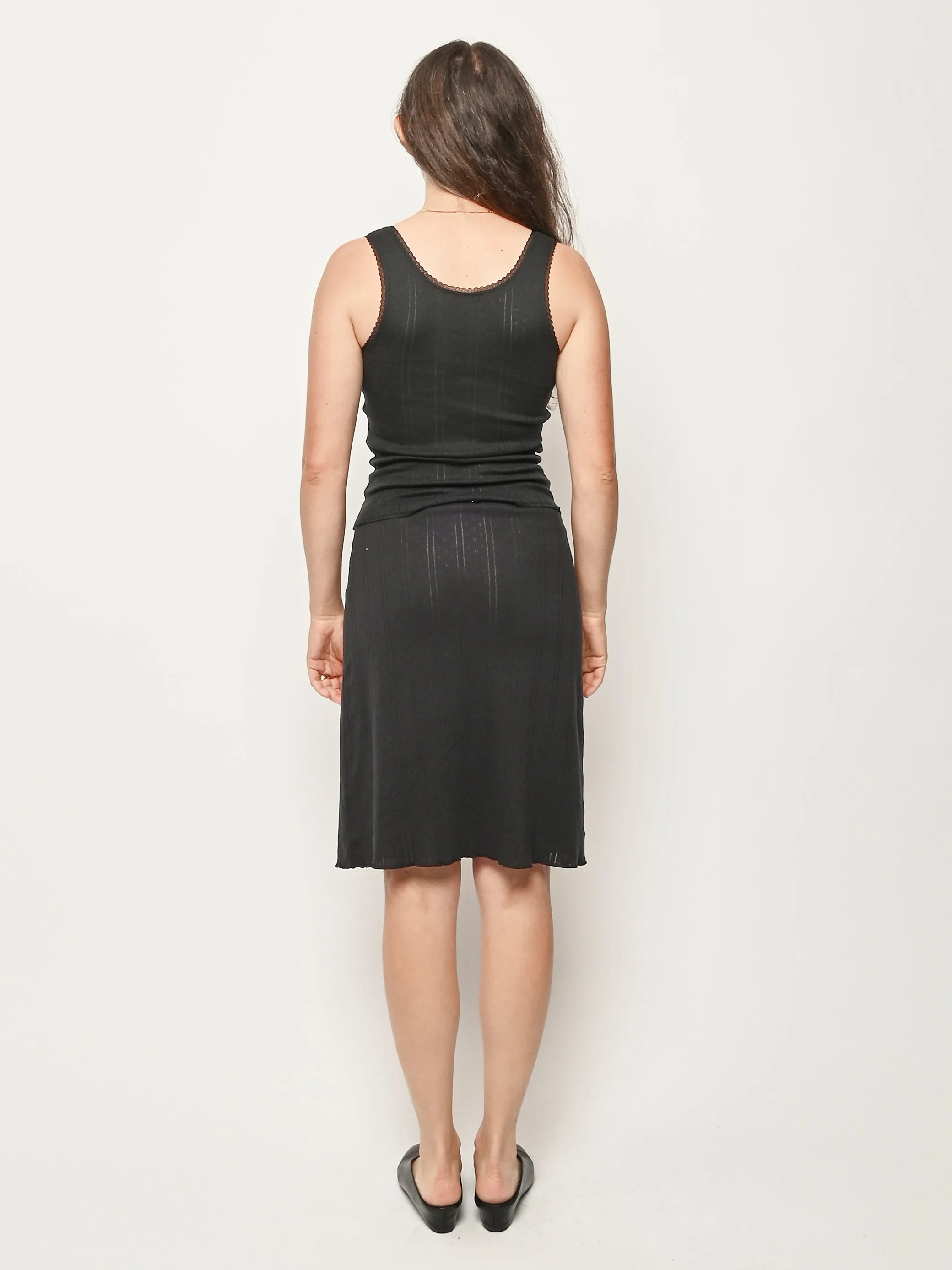 Black Pointelle The Scoop Tank sold by Frances May Houseline product image thumbnail 5