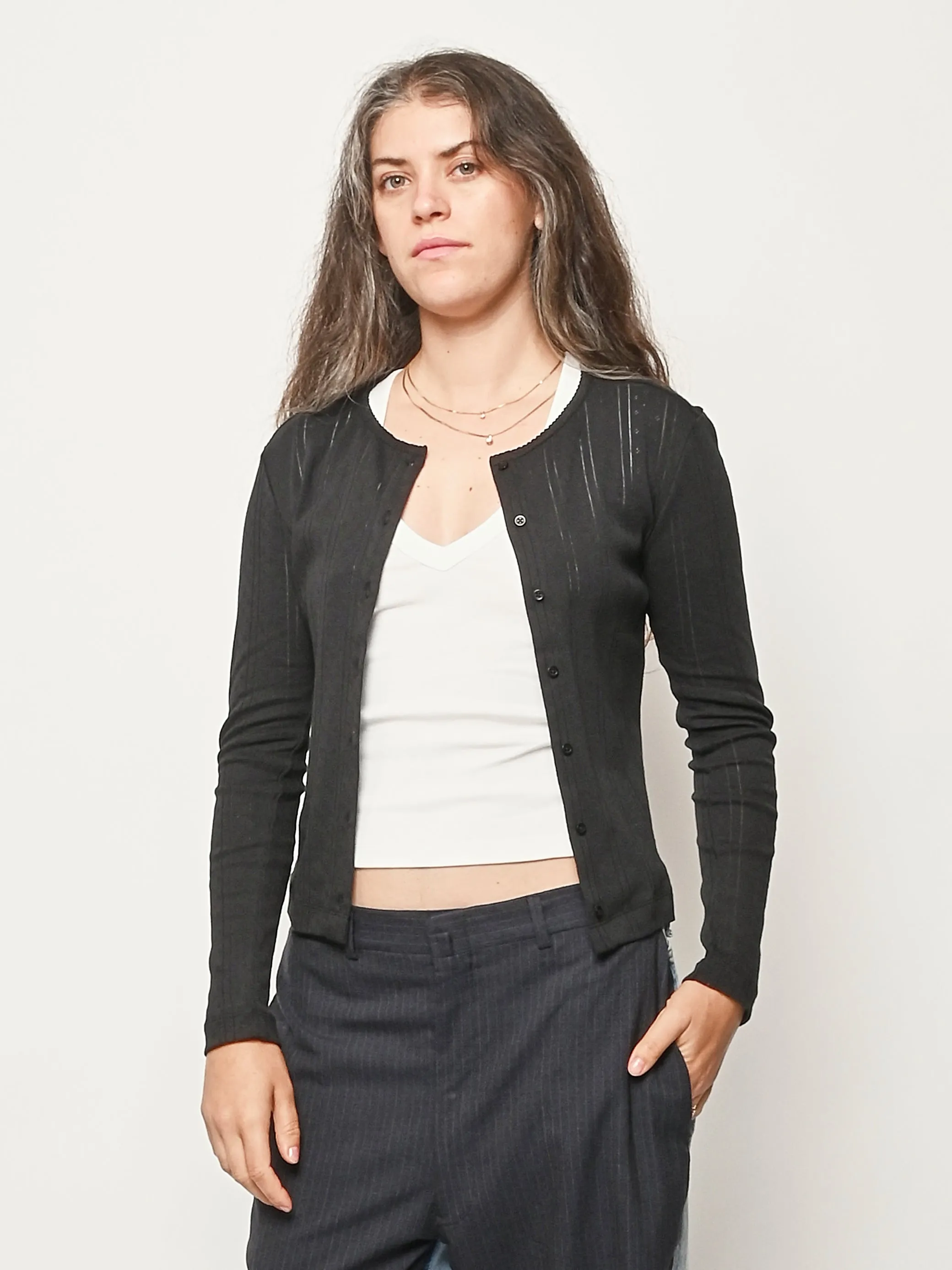 Black Pointelle The Cardigan sold by Frances May Houseline product image thumbnail 2