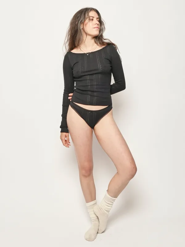 Black Pointelle The High Rise made by Frances May Houseline