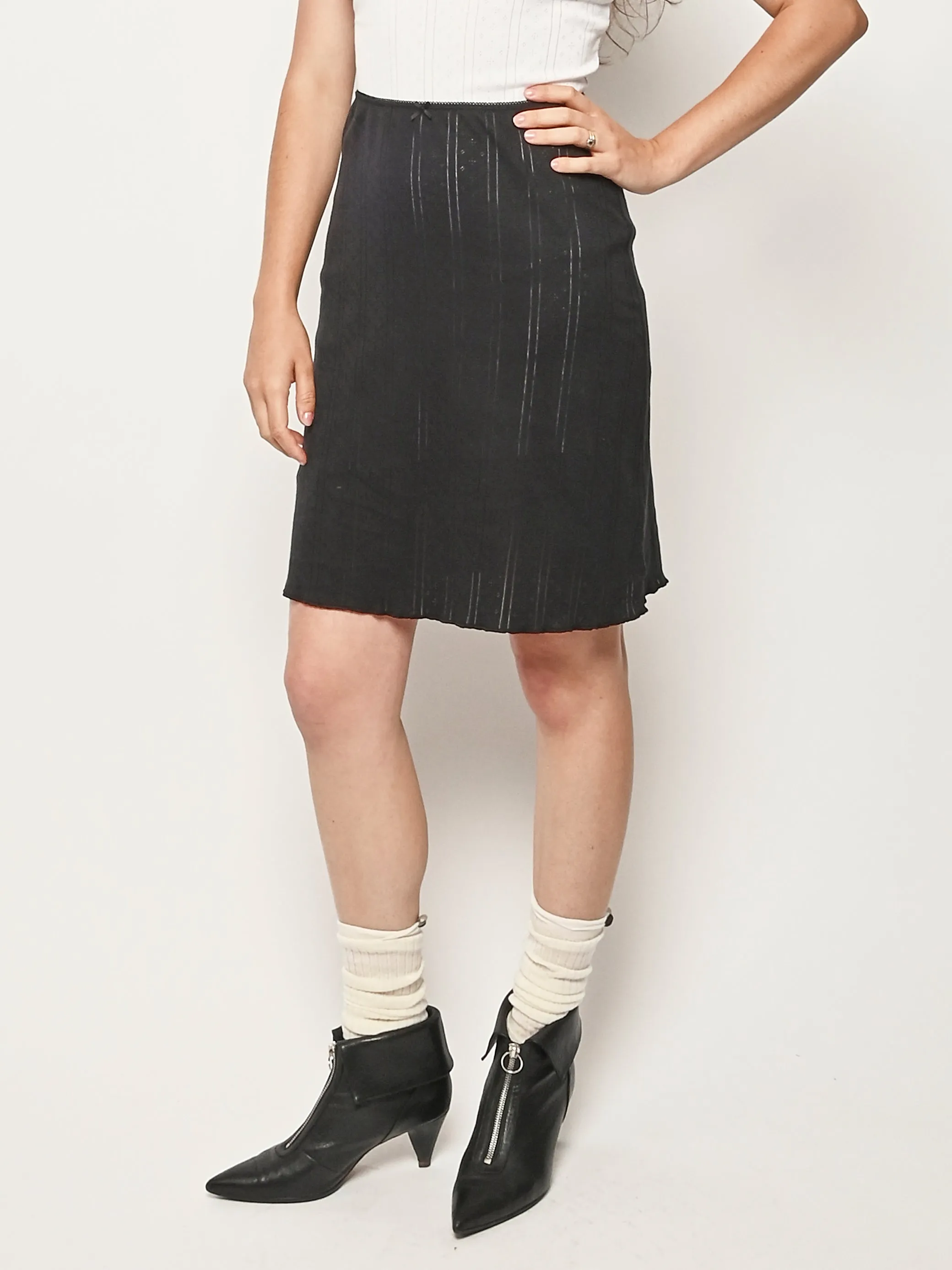 Black Pointelle The Slip Skirt sold by Frances May Houseline product image thumbnail 2