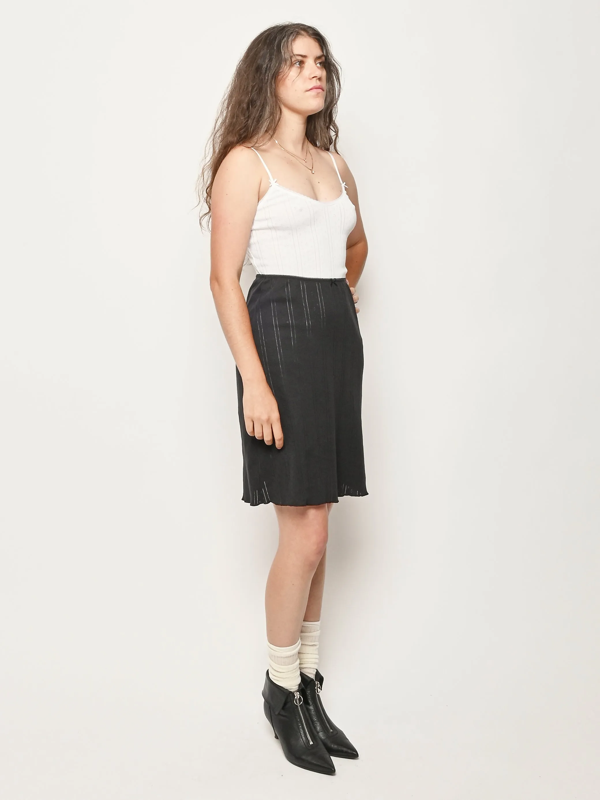 Black Pointelle The Slip Skirt sold by Frances May Houseline product image thumbnail 4