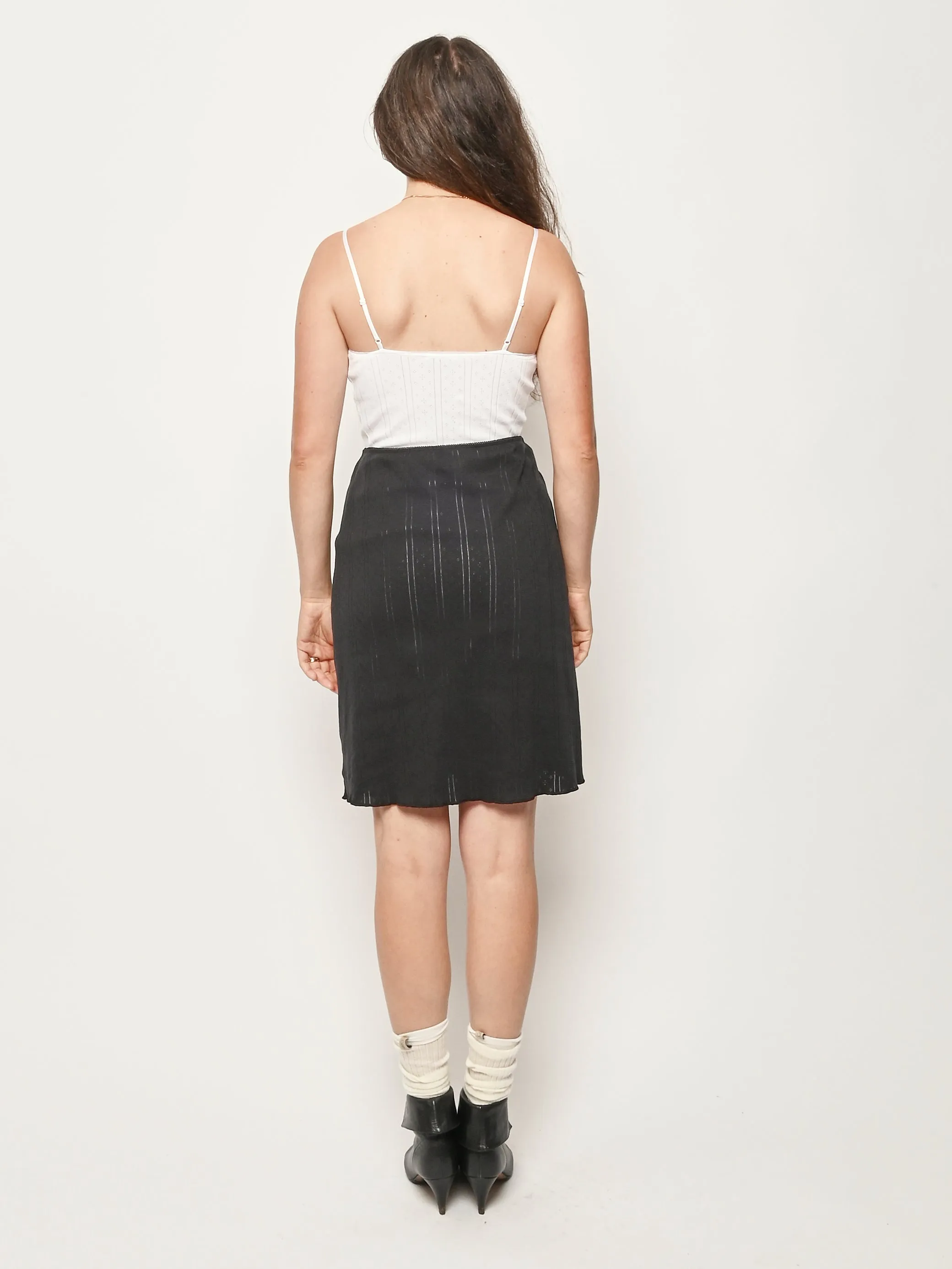 Black Pointelle The Slip Skirt sold by Frances May Houseline product image thumbnail 5