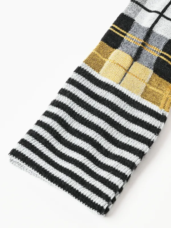 Grey/Black Dashed Checks Ribbit Knee Sock made by Henrik Vibskov