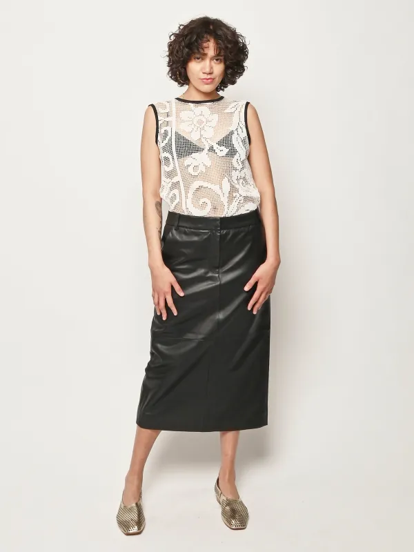 Black Leather Midi Trouser Skirt made by Tibi