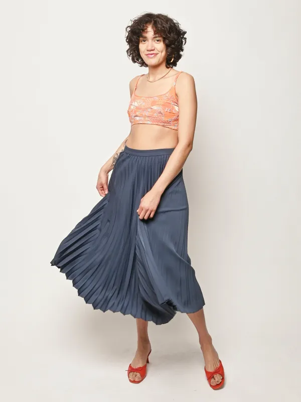 Blue Fog Tropical Wool Pleating Sunray Skirt made by Tibi