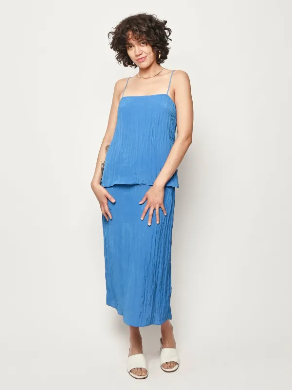 Bright Blue The Crinkle Slip Cami made by Tibi