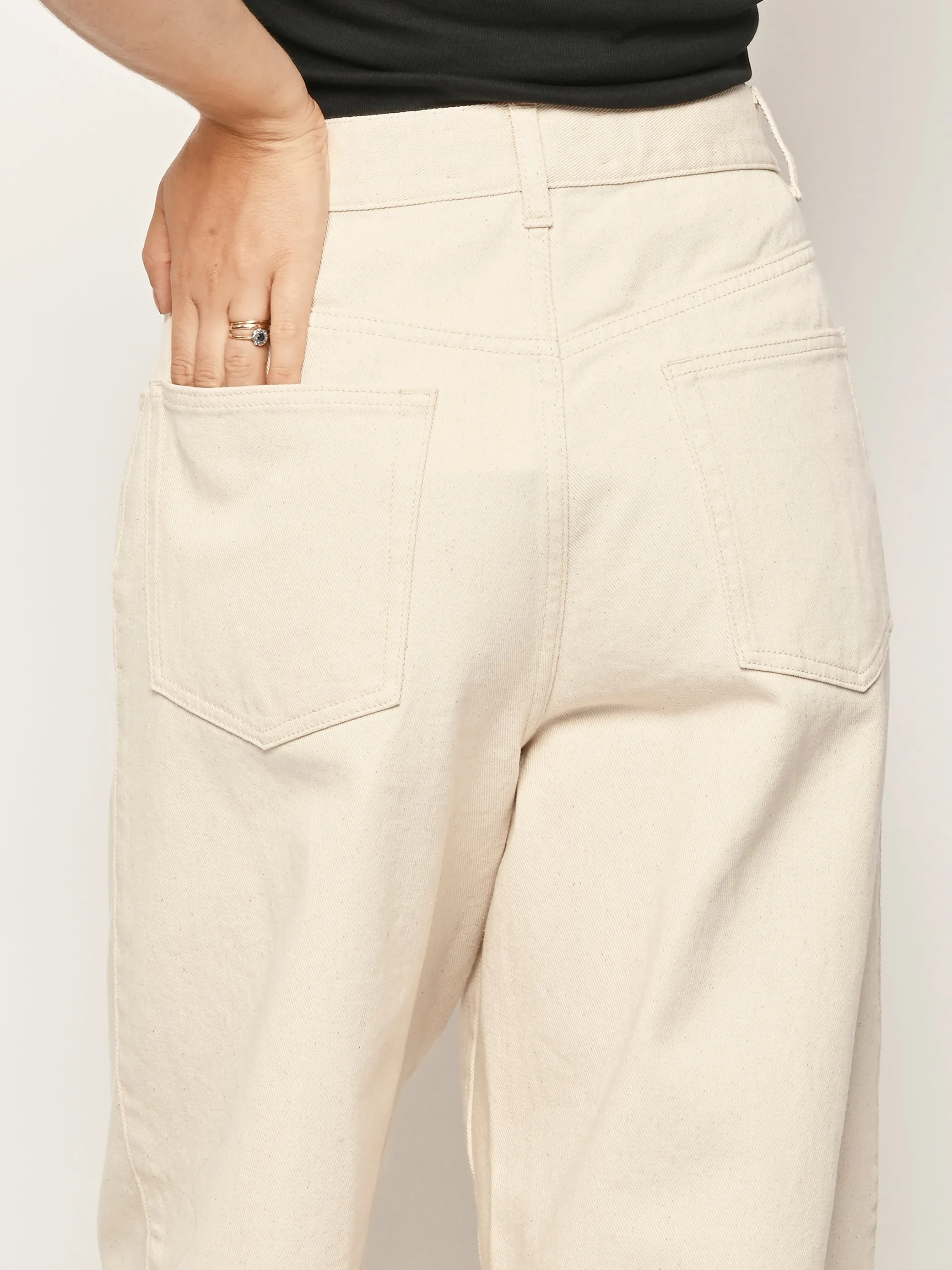 Ecru Berber Barrel Leg Denim sold by Frances May Houseline product image thumbnail 3