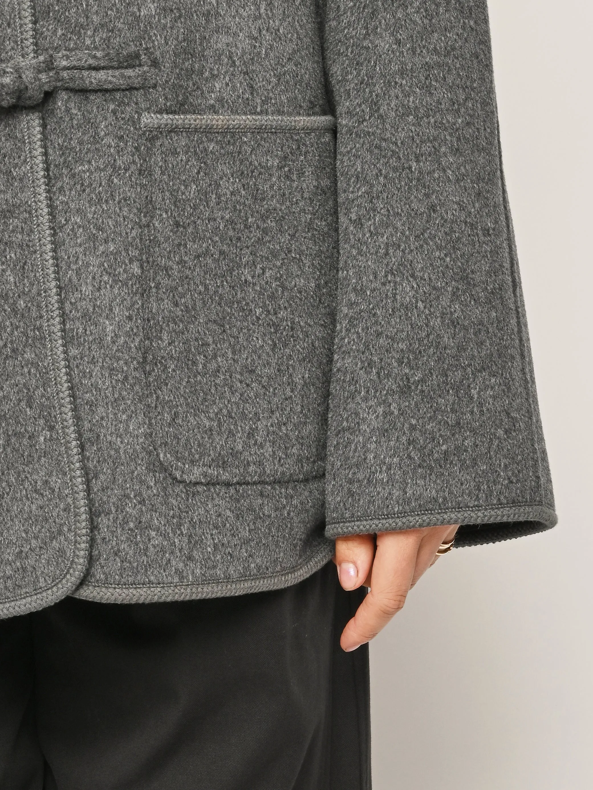 Dark Grey Melange Double-Faced Wool Pankou Closure Jacket sold by Frances May Houseline product image thumbnail 4