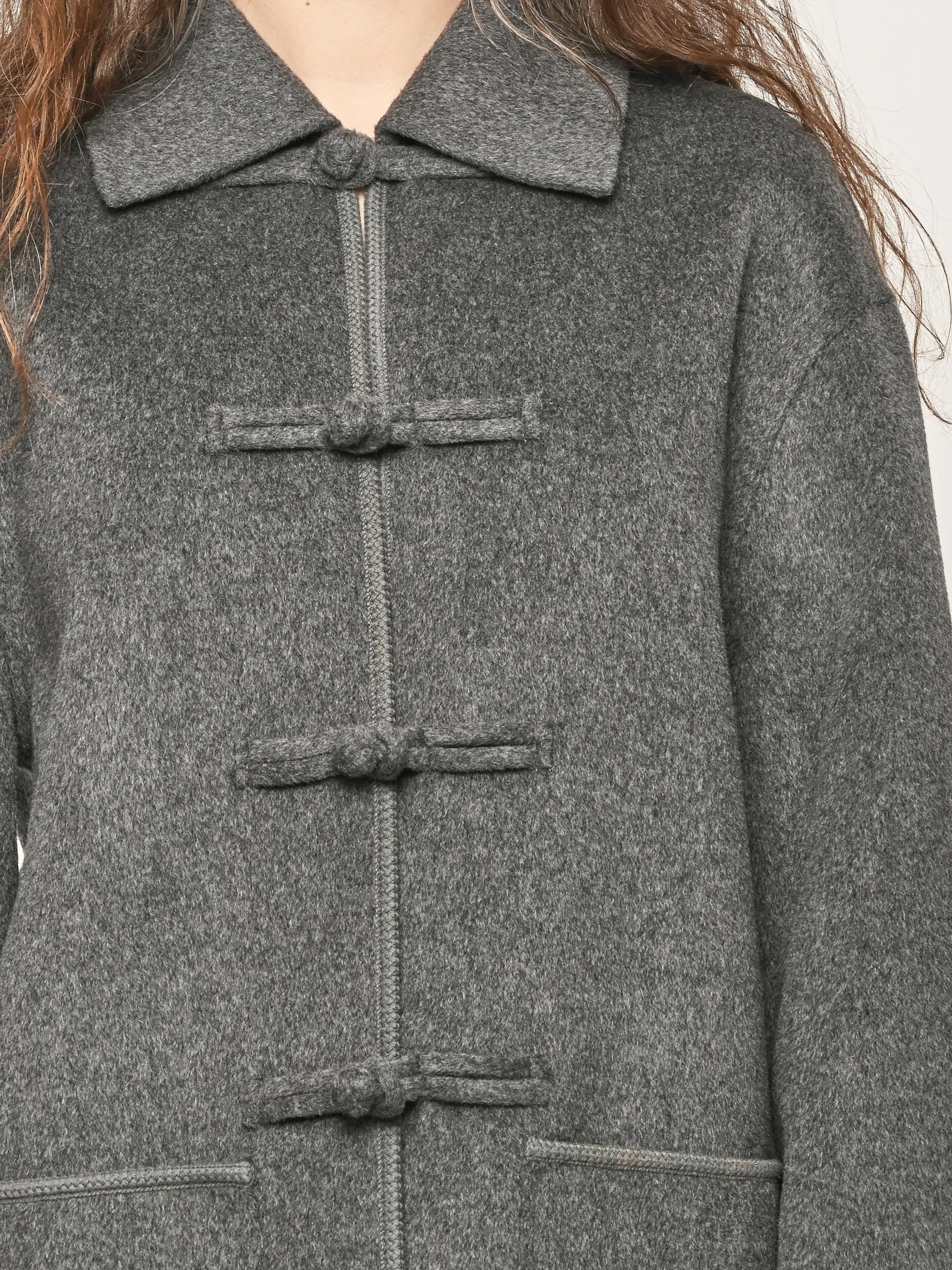 Dark Grey Melange Double-Faced Wool Pankou Closure Jacket sold by Frances May Houseline product image thumbnail 3