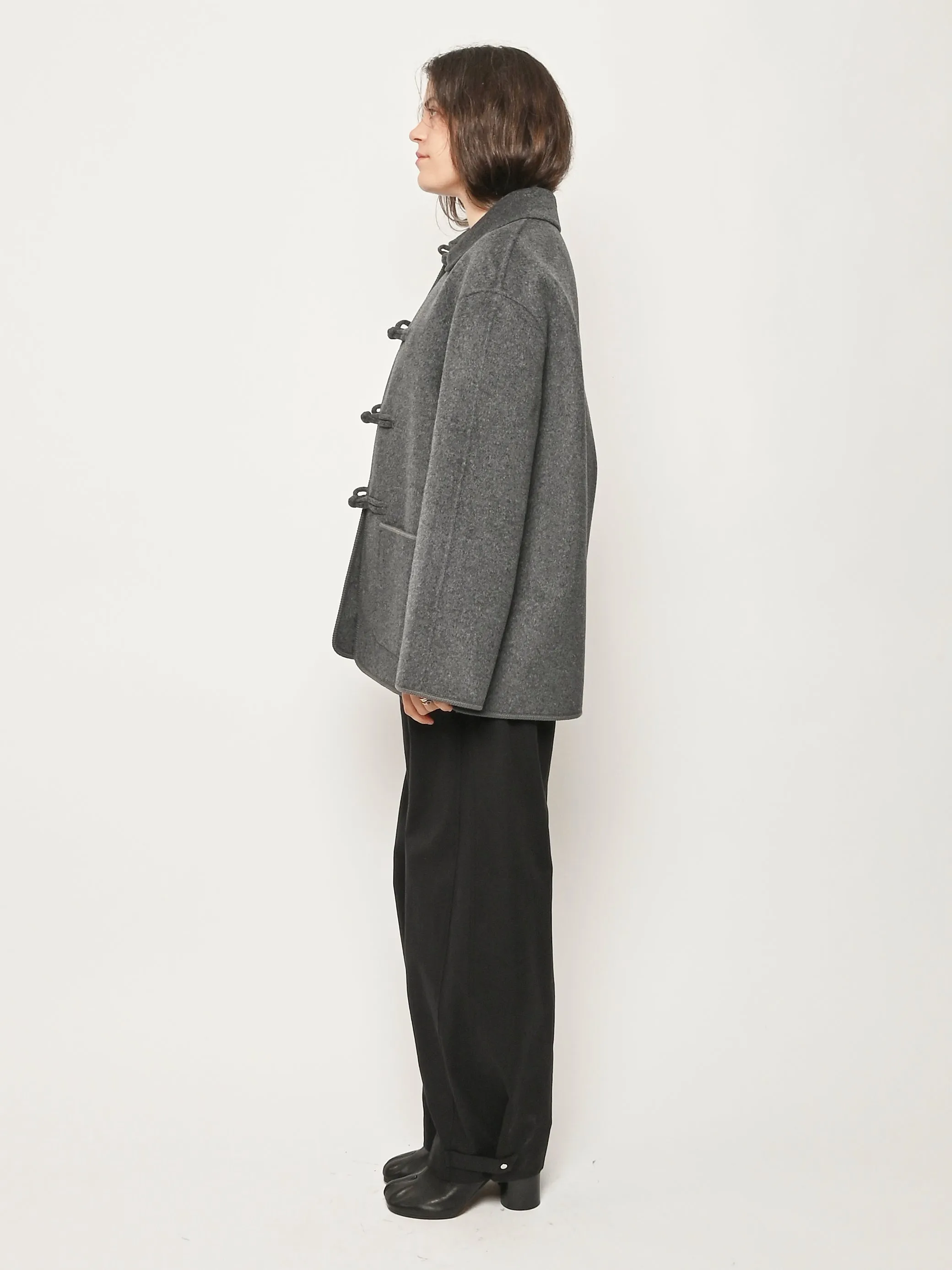 Dark Grey Melange Double-Faced Wool Pankou Closure Jacket sold by Frances May Houseline product image thumbnail 5