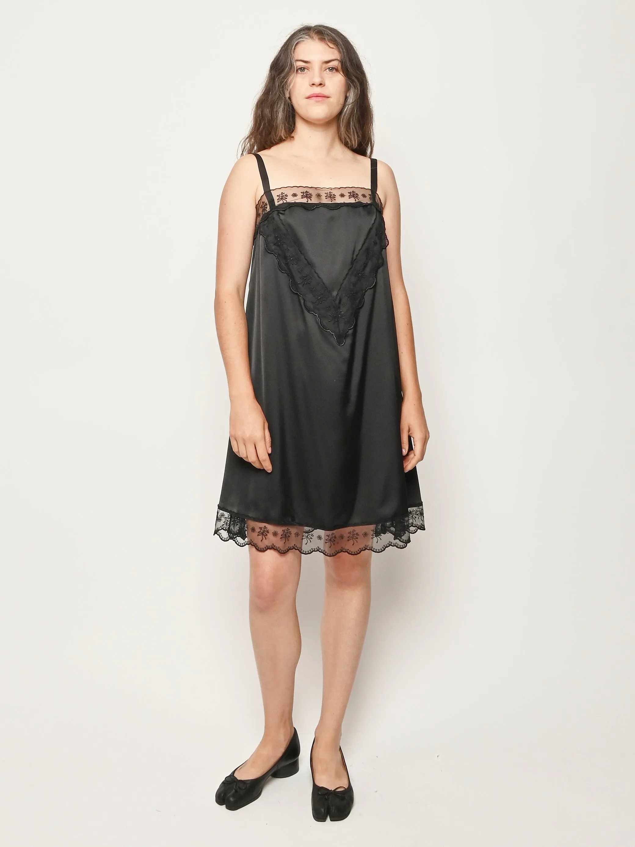 Black Mini Square Neck Lace Trim Dress sold by Frances May Houseline product image thumbnail 2