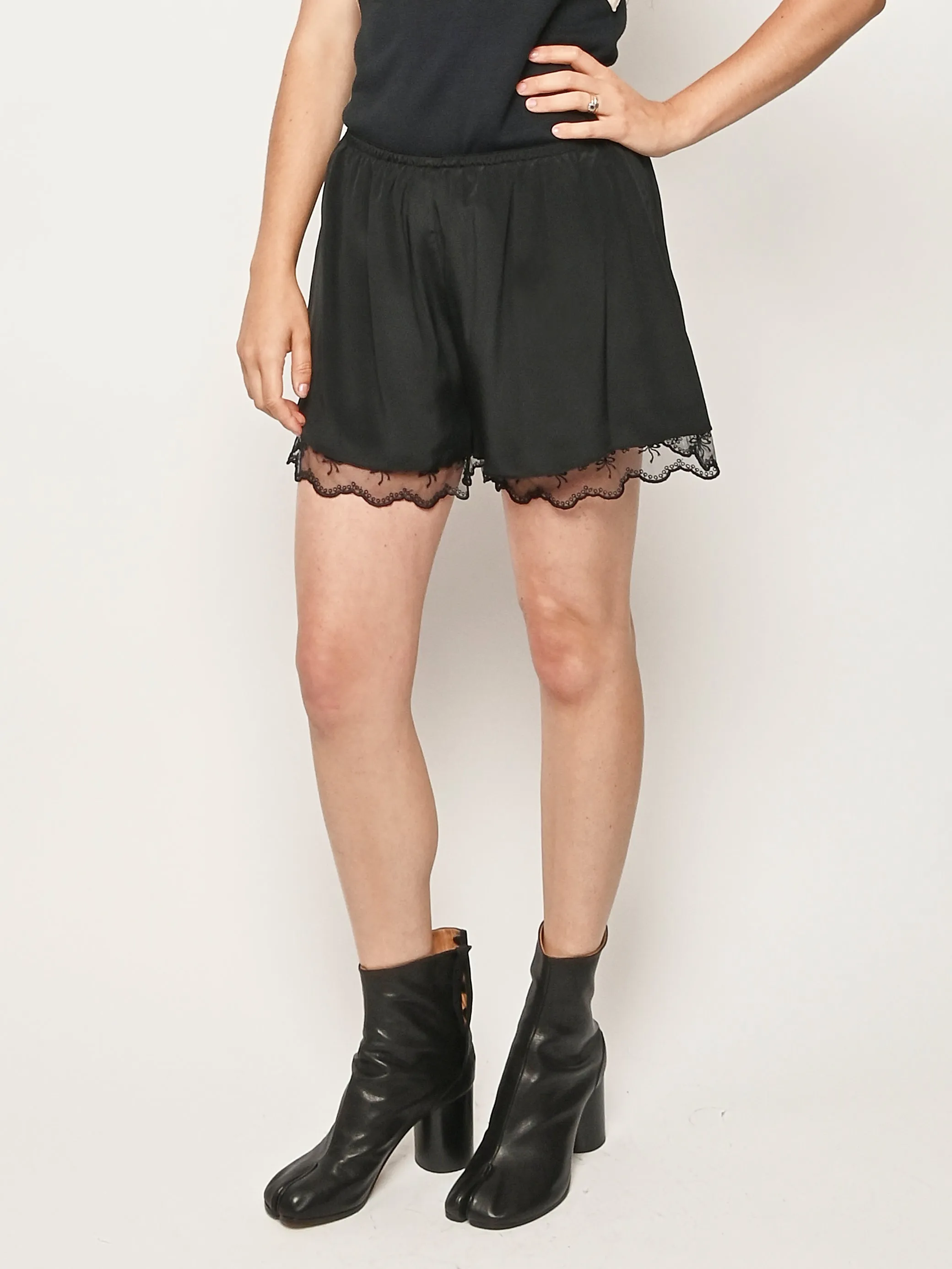 Black Lace Trim Negligee Shorts sold by Frances May Houseline product image thumbnail 2