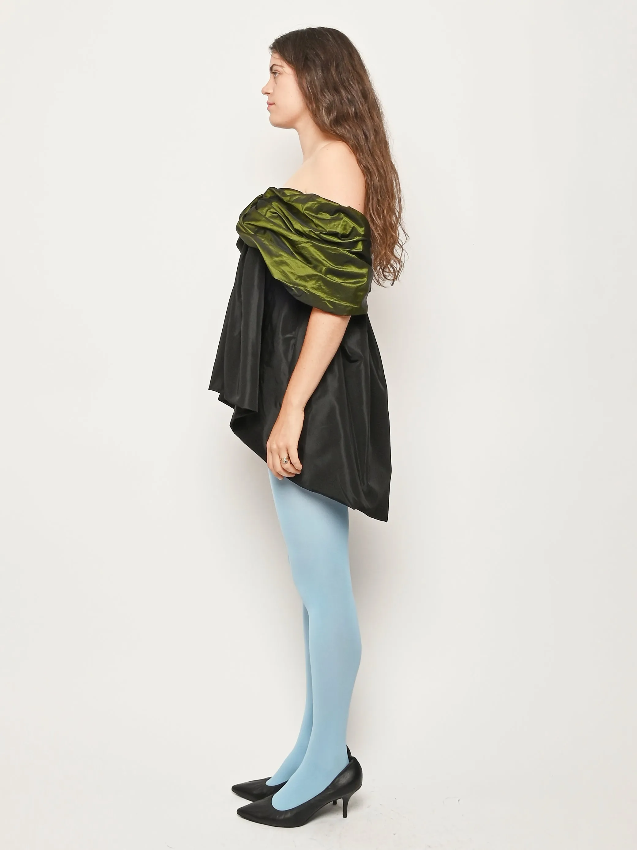 Black/Moss Gathered Bow Top sold by Frances May Houseline product image thumbnail 5