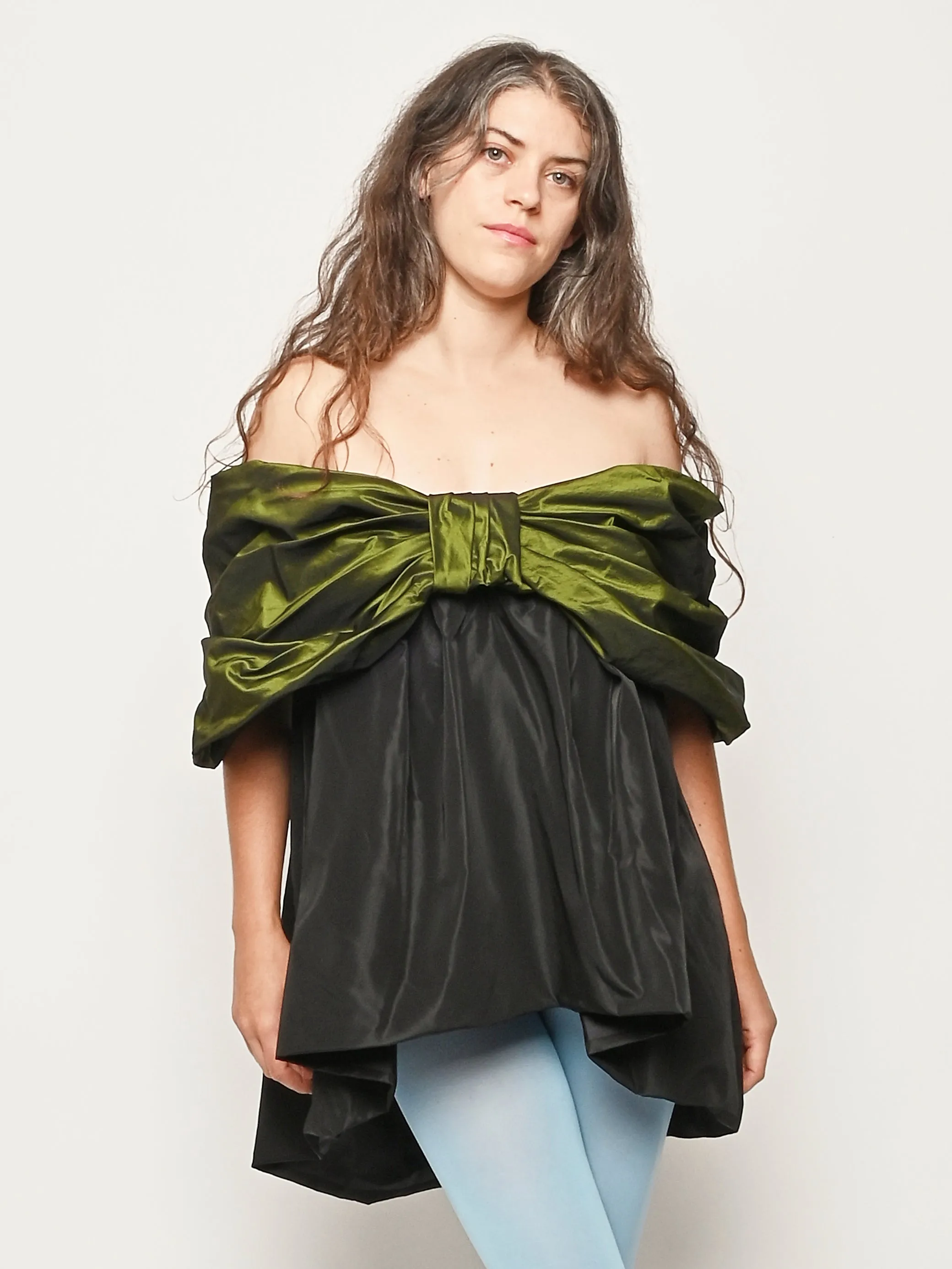 Black/Moss Gathered Bow Top sold by Frances May Houseline product image thumbnail 3