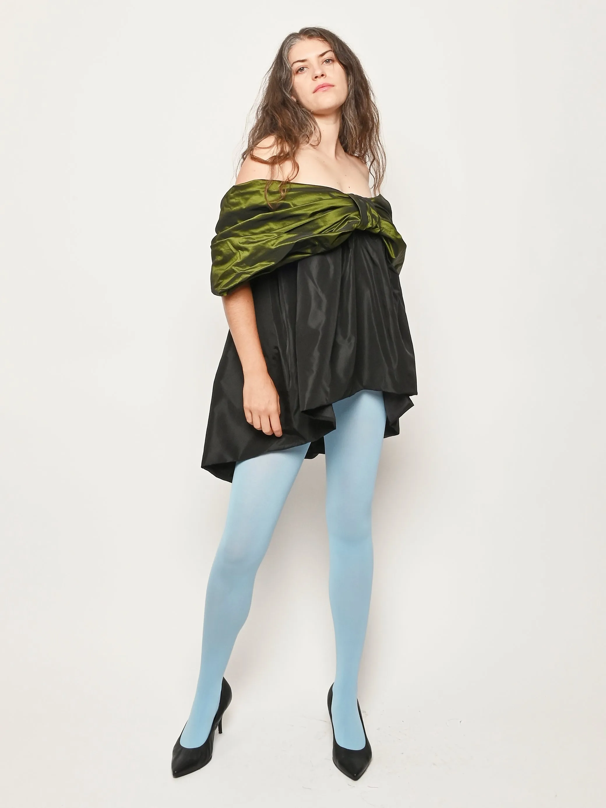 Black/Moss Gathered Bow Top sold by Frances May Houseline product image thumbnail 2