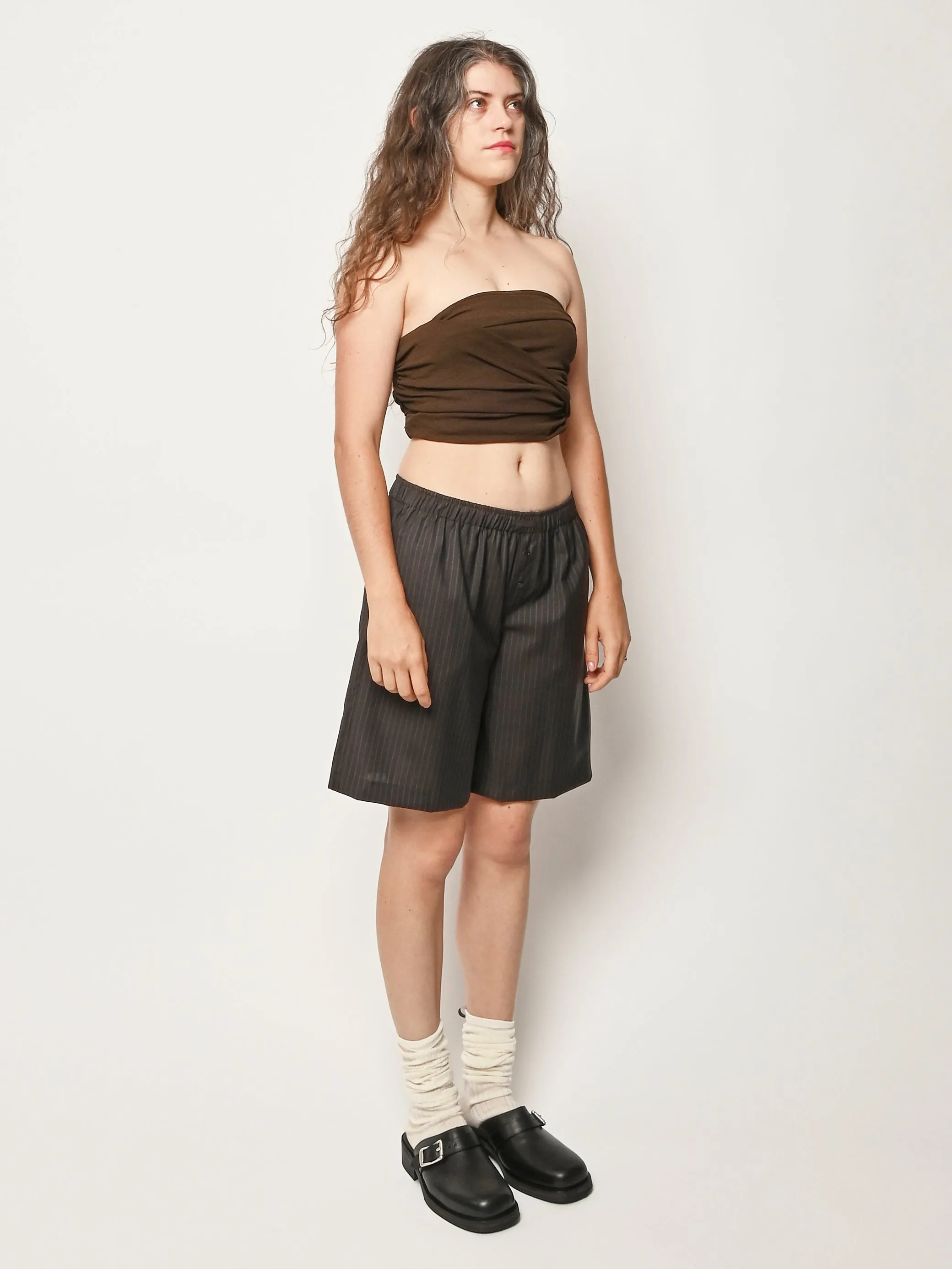 Charcoal Stripe Wool Boxer Short sold by Frances May Houseline product image thumbnail 5