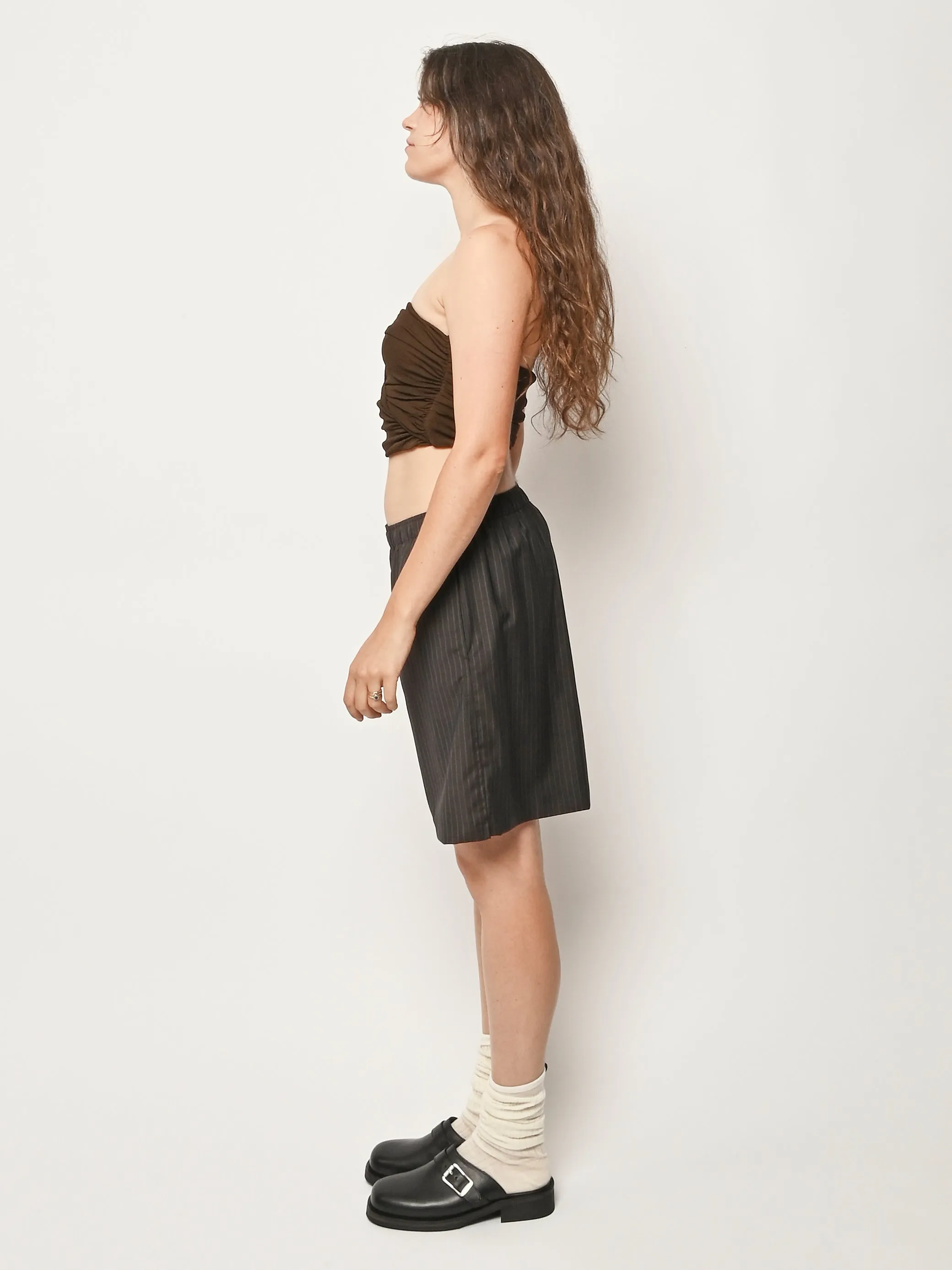 Charcoal Stripe Wool Boxer Short sold by Frances May Houseline product image thumbnail 4