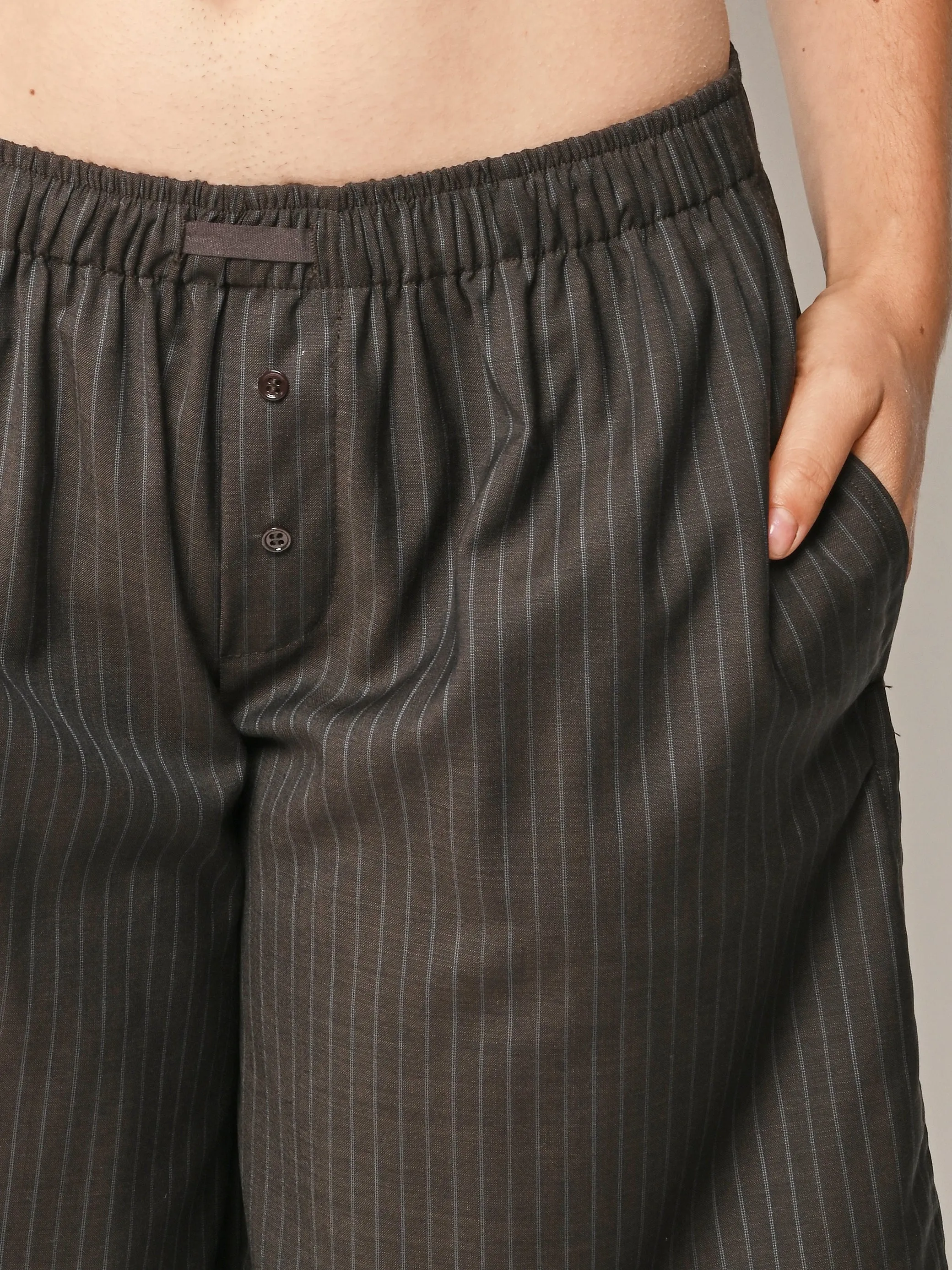 Charcoal Stripe Wool Boxer Short sold by Frances May Houseline product image thumbnail 3