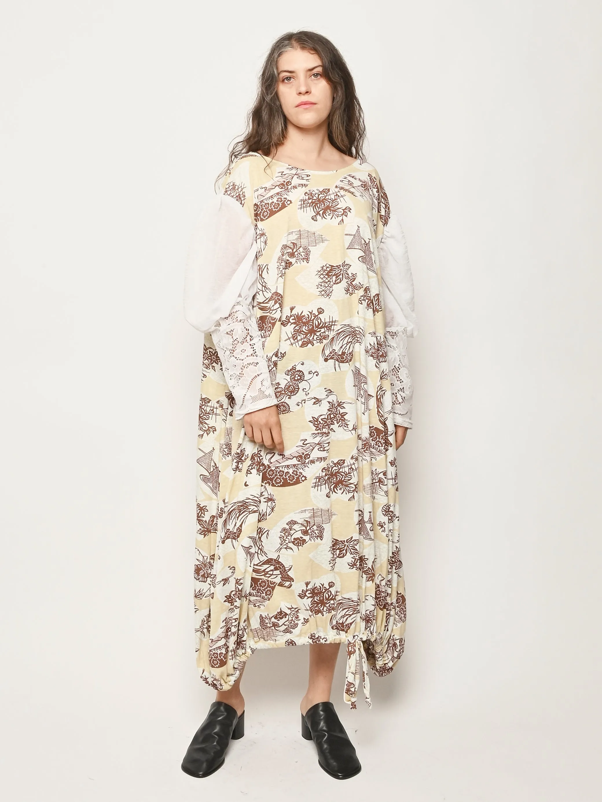 Beige/Brown W/Lace Sleeves Dress sold by Frances May Houseline product image thumbnail 2