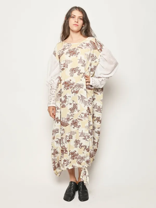Beige/Brown W/Lace Sleeves Dress made by Frances May Houseline