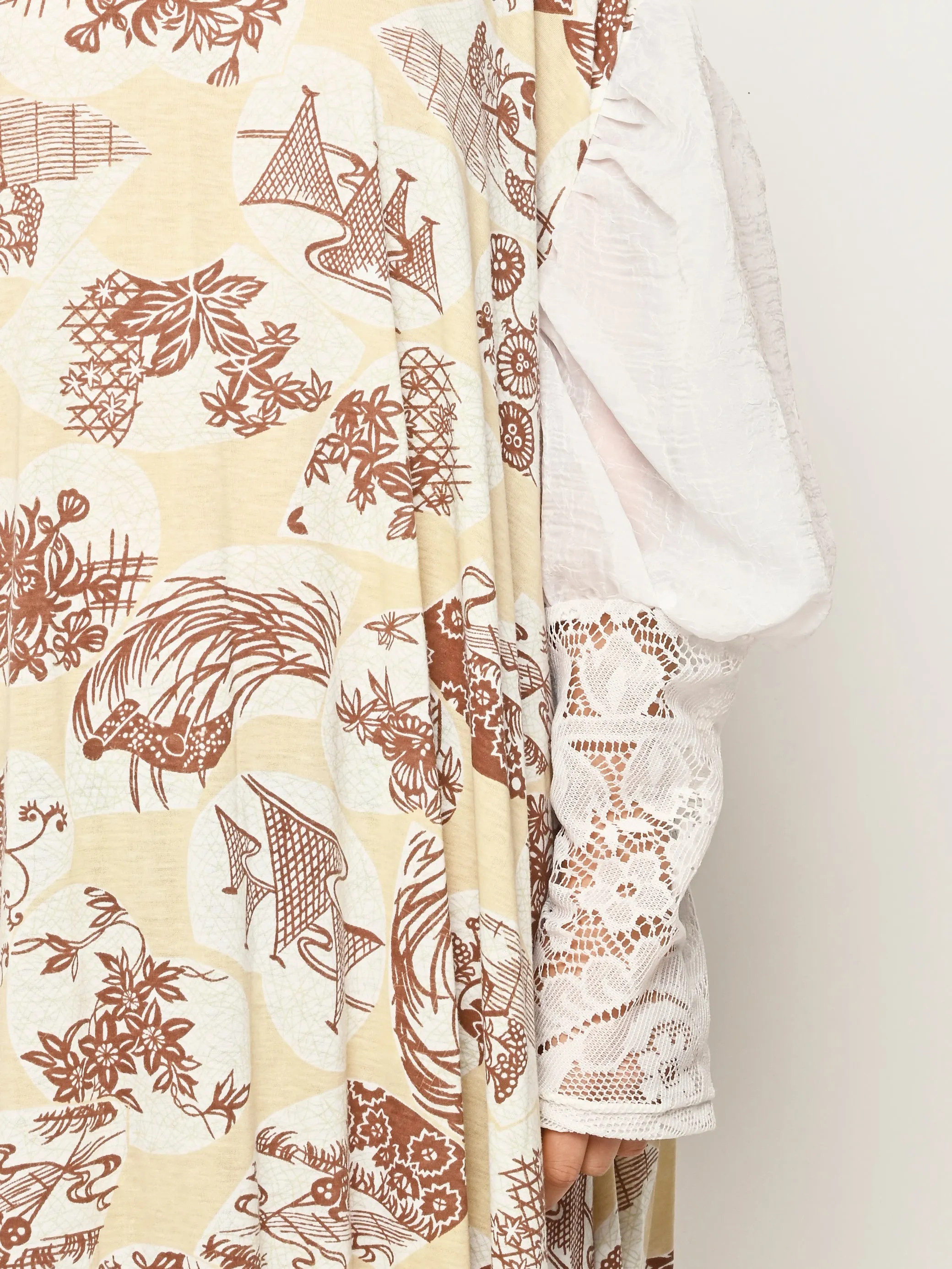 Beige/Brown W/Lace Sleeves Dress sold by Frances May Houseline product image thumbnail 3