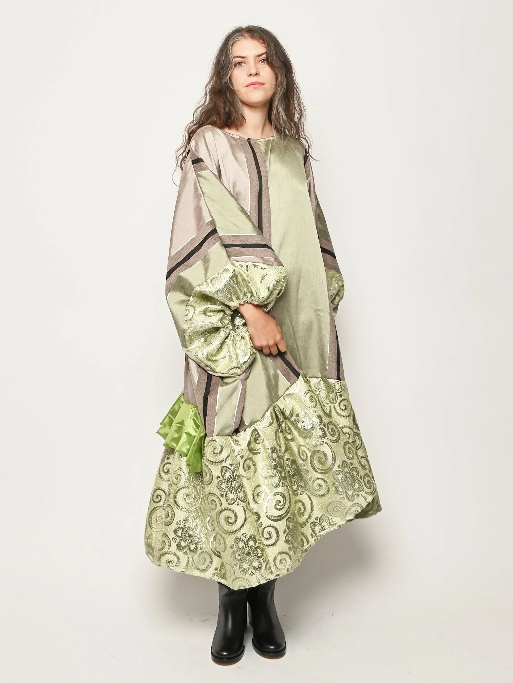 Lime Green/Taupe Dress sold by Frances May Houseline