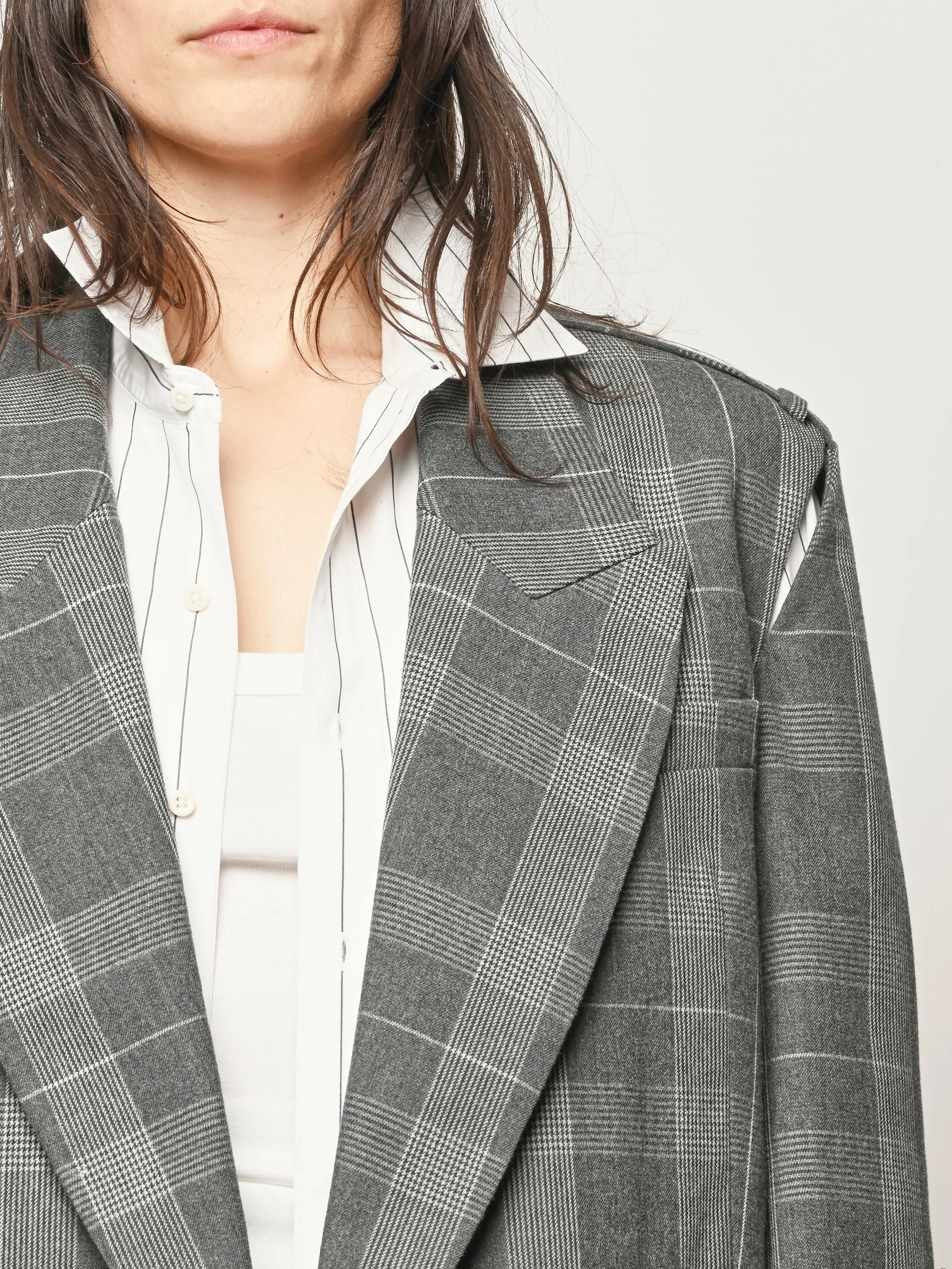Grey Multi Papery Wool Plaid Easy Mens Blazer sold by Frances May Houseline product image thumbnail 3
