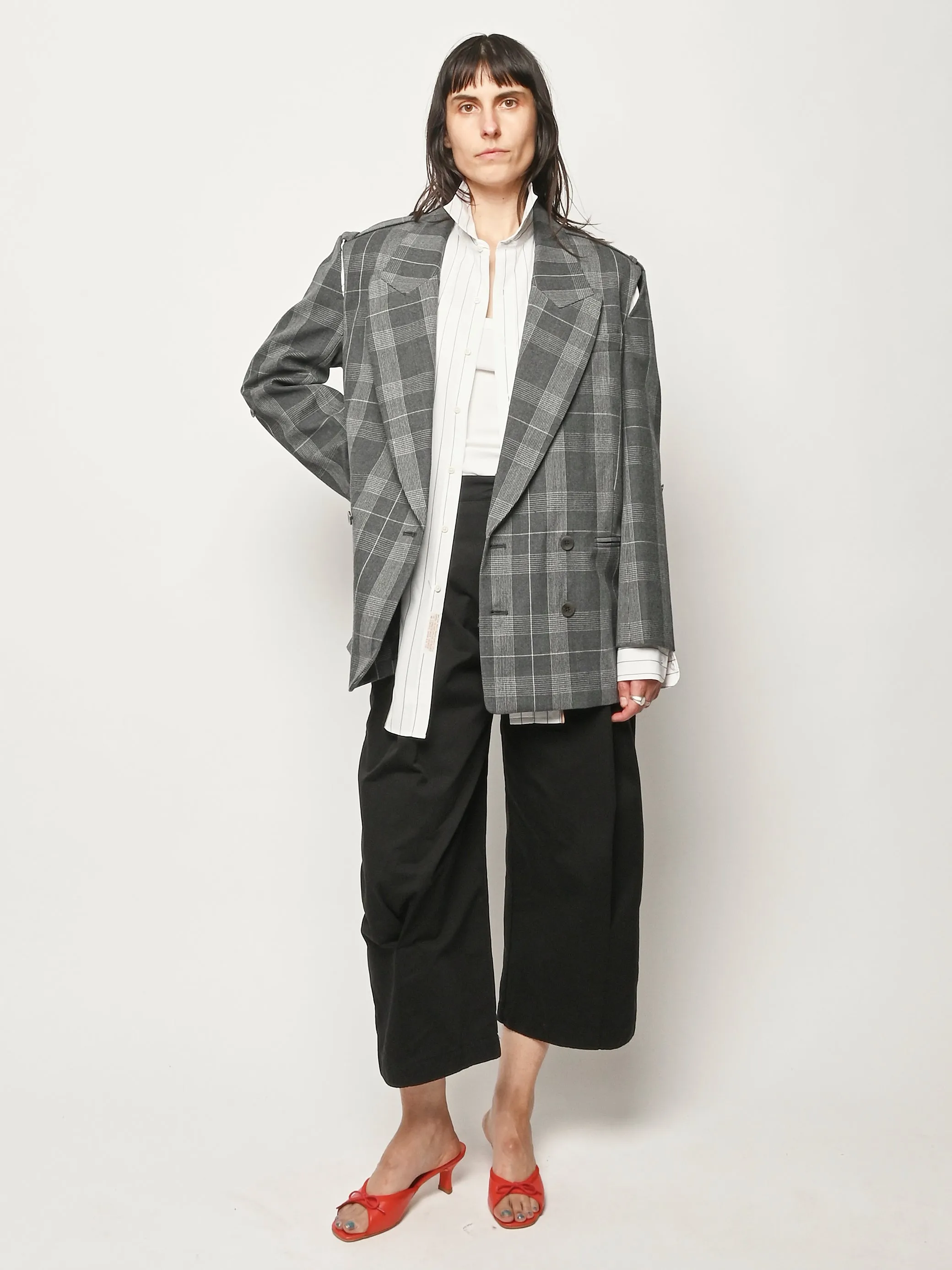 Grey Multi Papery Wool Plaid Easy Mens Blazer sold by Frances May Houseline