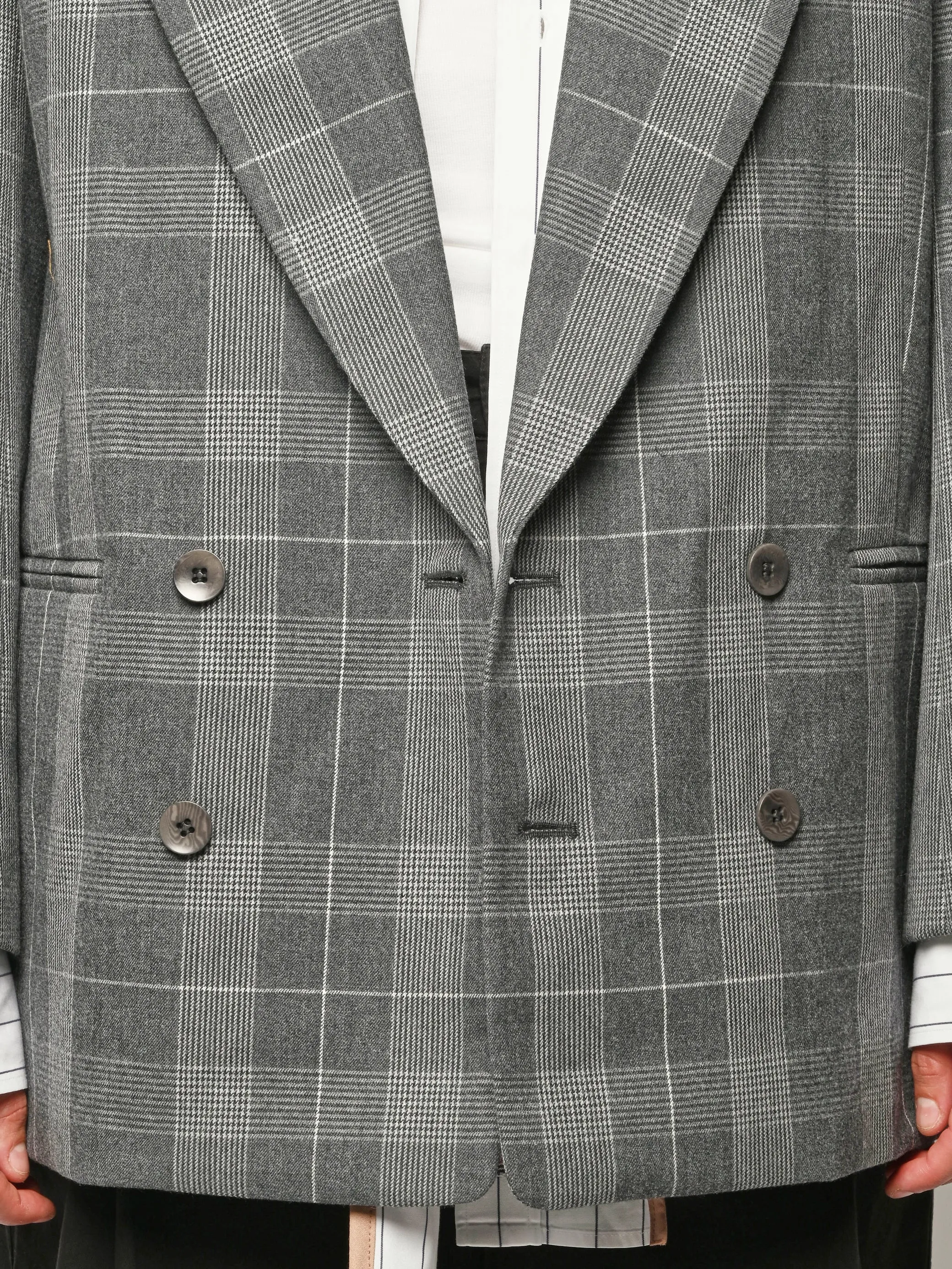 Grey Multi Papery Wool Plaid Easy Mens Blazer sold by Frances May Houseline product image thumbnail 4