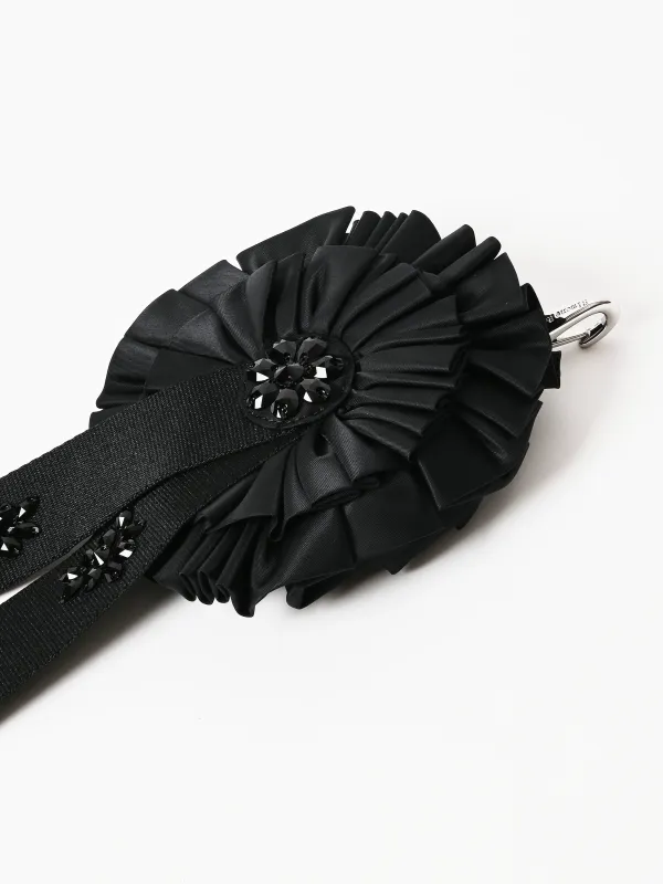 Black/Jet Ribbon Rosette Coin Purse W/Emb made by Simone Rocha