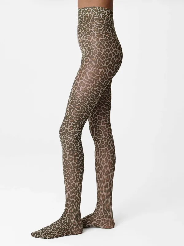 60 Den Leopard Sofia Tights made by SWEDISH STOCKINGS