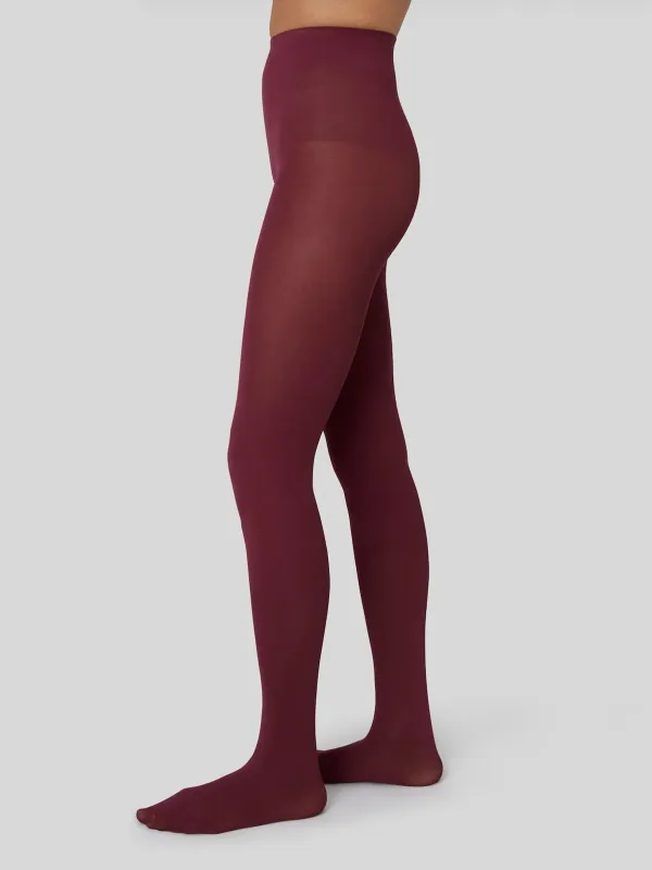 60 Den Deep Red Olivia Premium Tights made by SWEDISH STOCKINGS