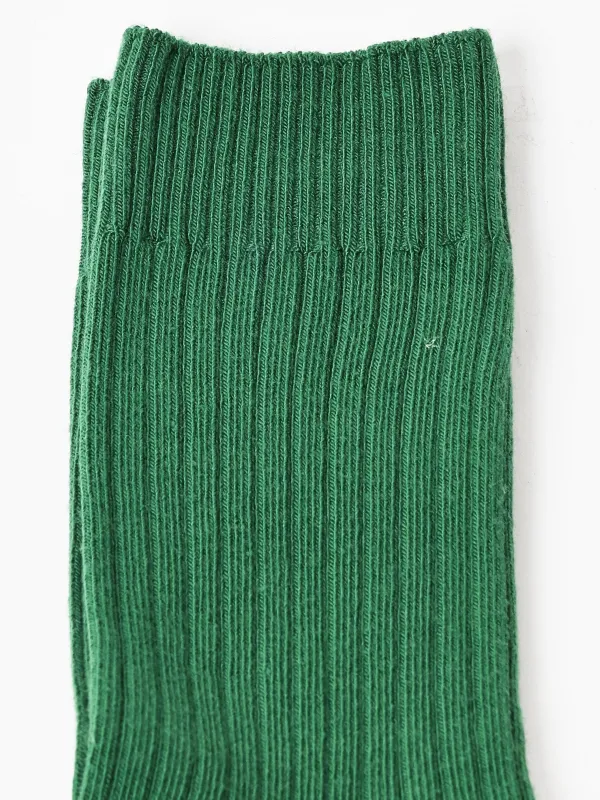 Calla Green Rib Overankle Socks made by Baserange