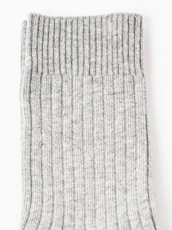 Grey Melange Rib Overankle Socks made by Baserange