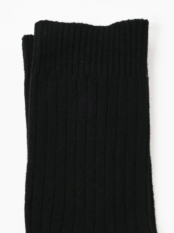Black Rib Overankle Socks made by Baserange