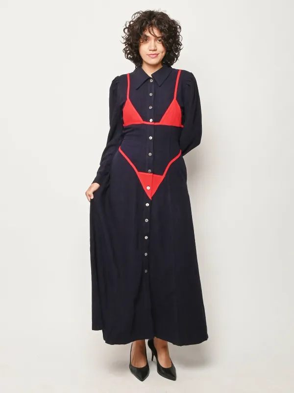 Navy/Red Bikini Bod Maxi Dress made by Fashion Brand Company