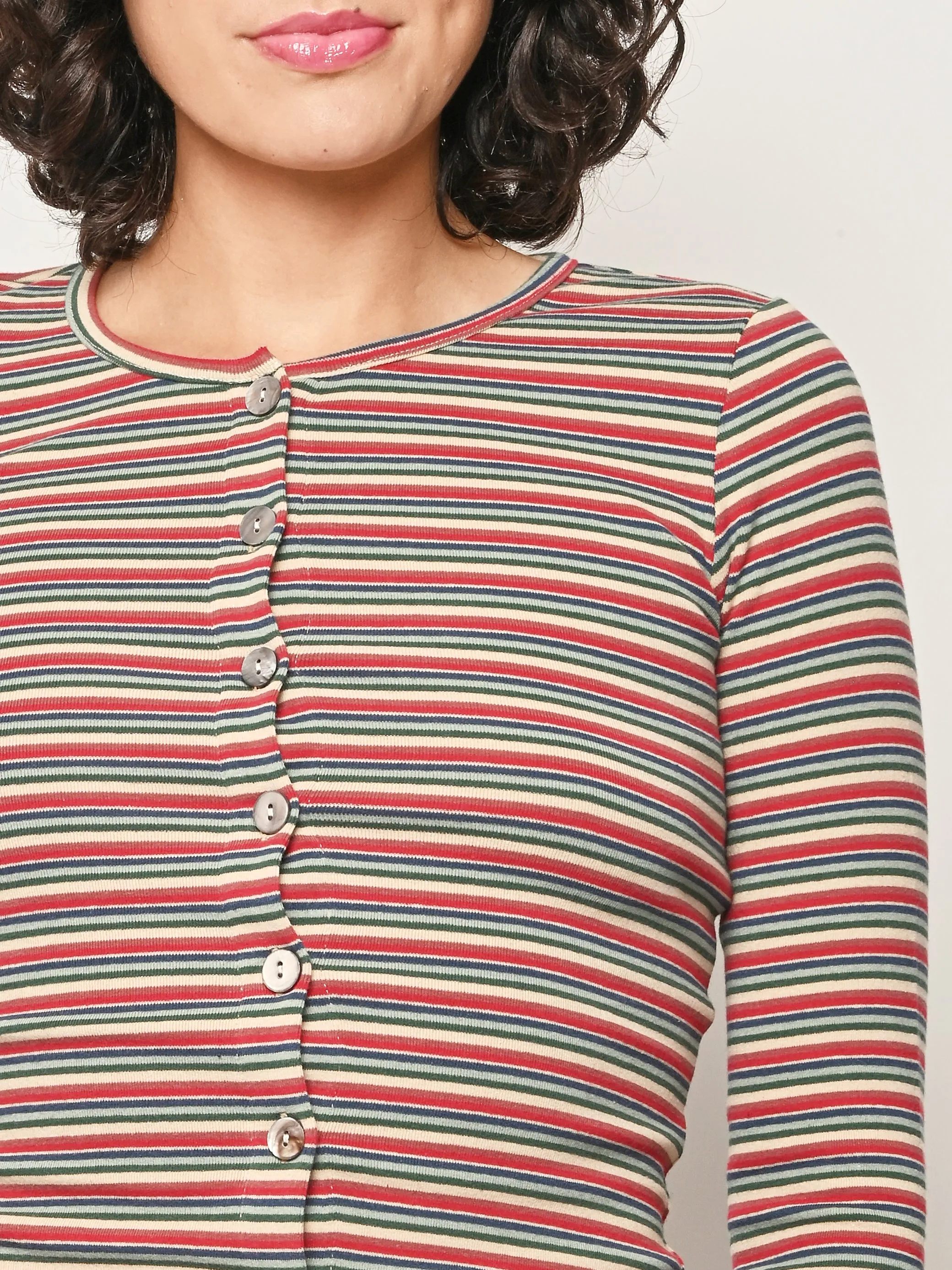 Red Stripe L/S Button Top sold by Frances May Houseline product image thumbnail 3