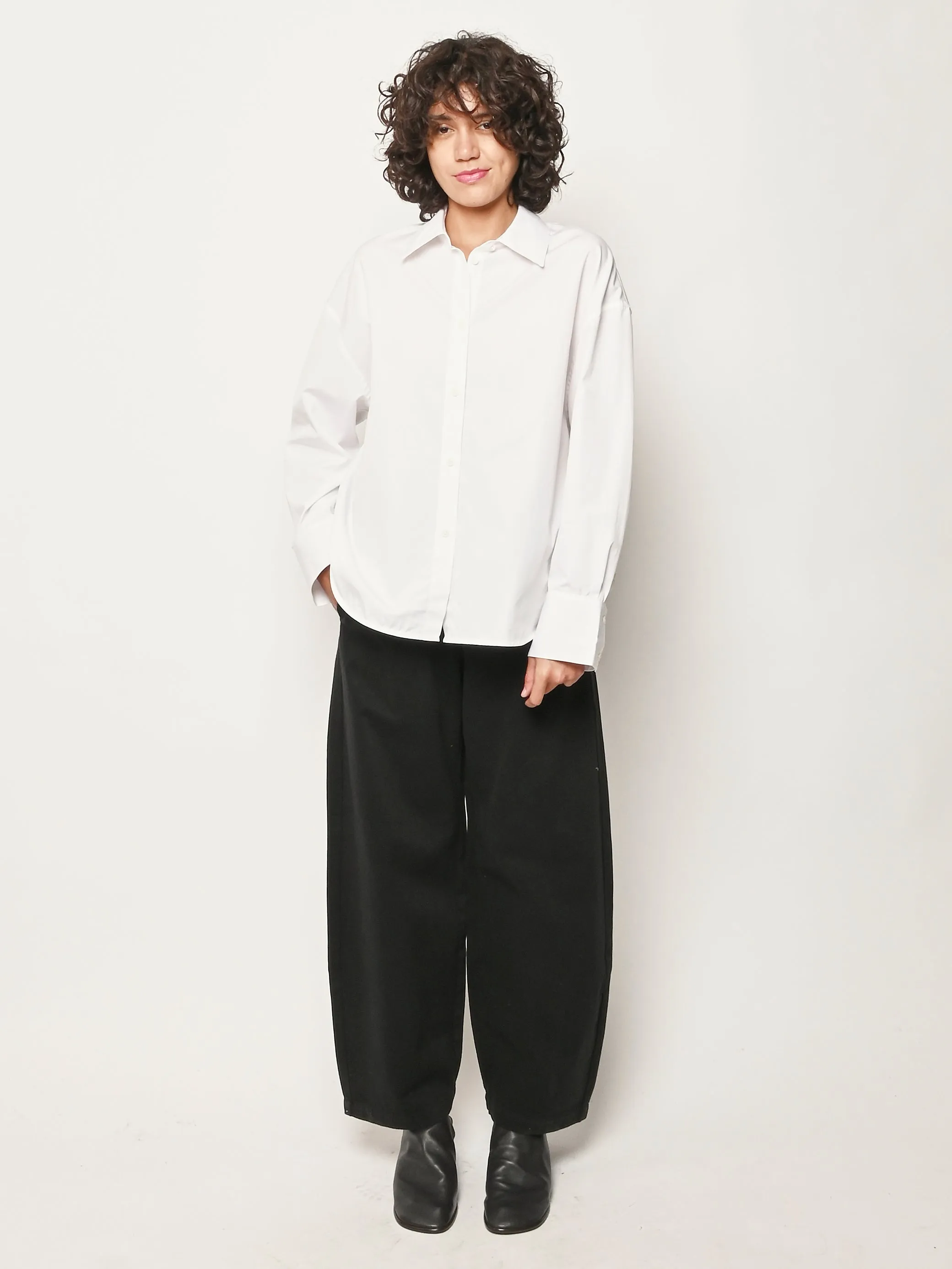 White Boxy Poplin Shirt sold by Frances May Houseline