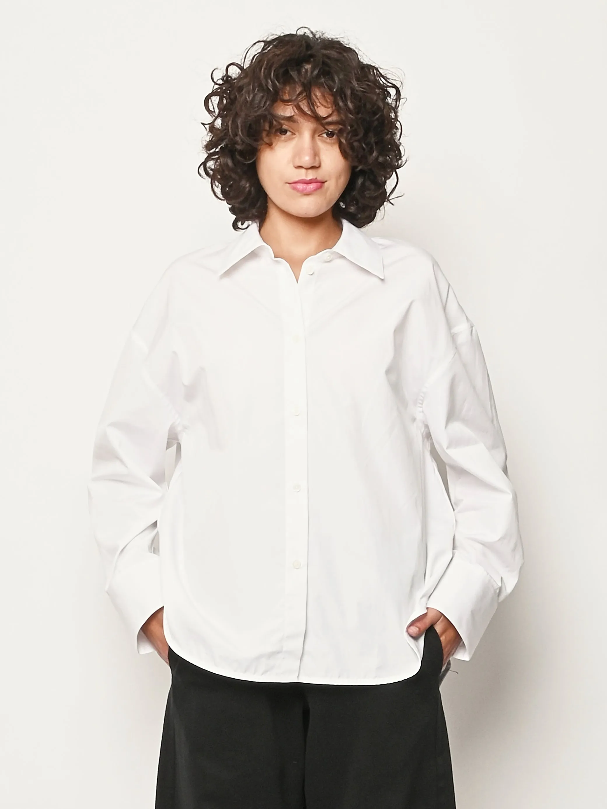 White Boxy Poplin Shirt sold by Frances May Houseline product image thumbnail 2