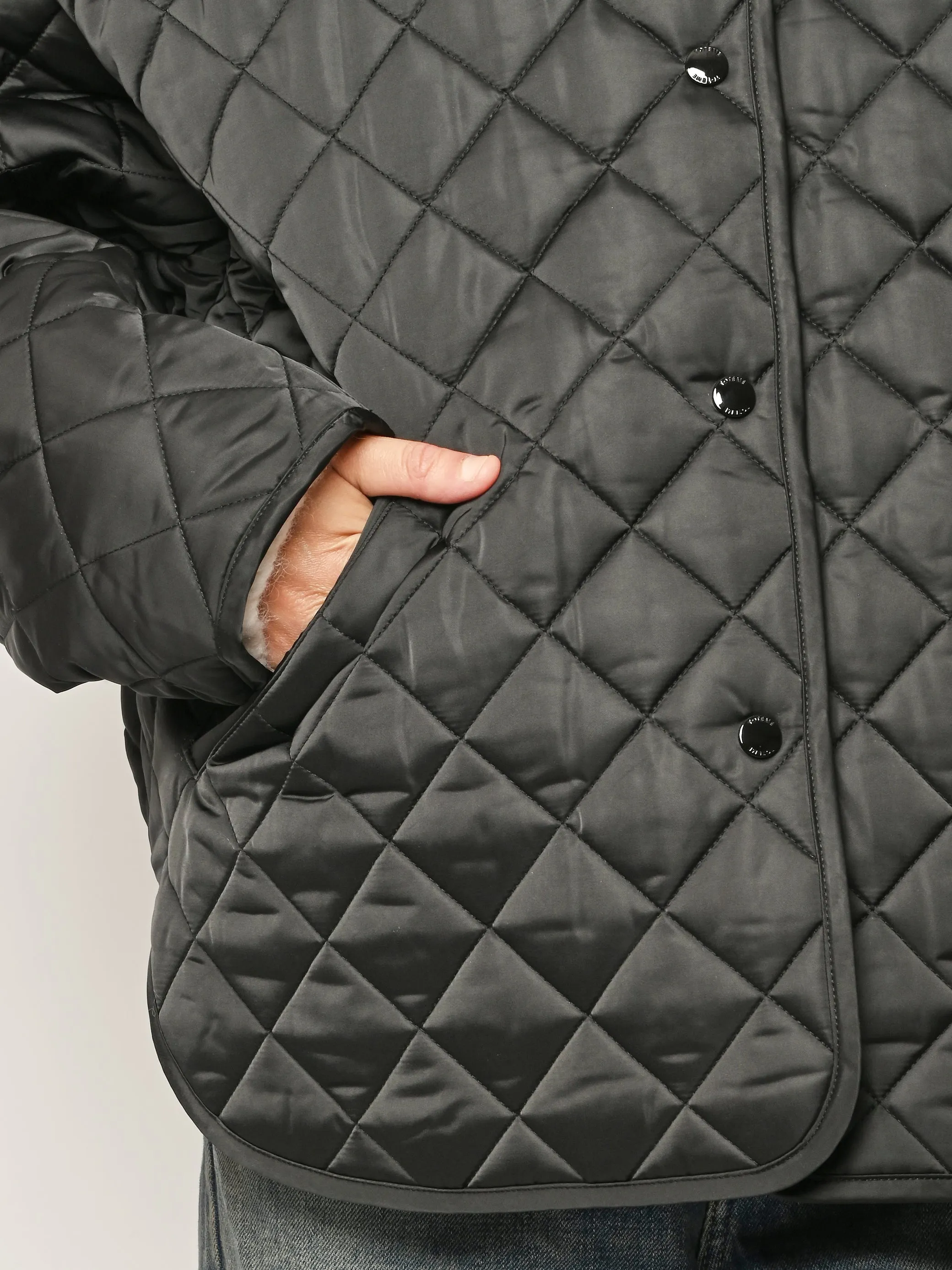 Black Collared Quilted Jacket sold by Frances May Houseline product image thumbnail 4