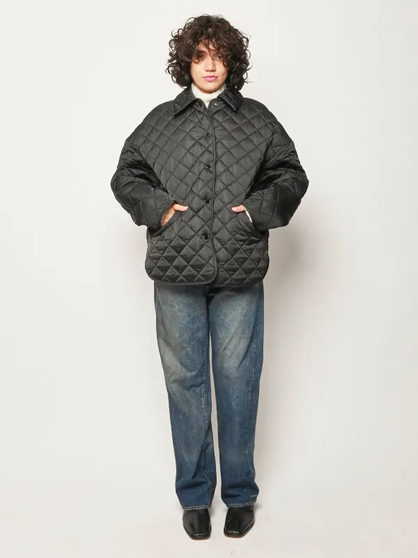 Black Collared Quilted Jacket made by Toteme