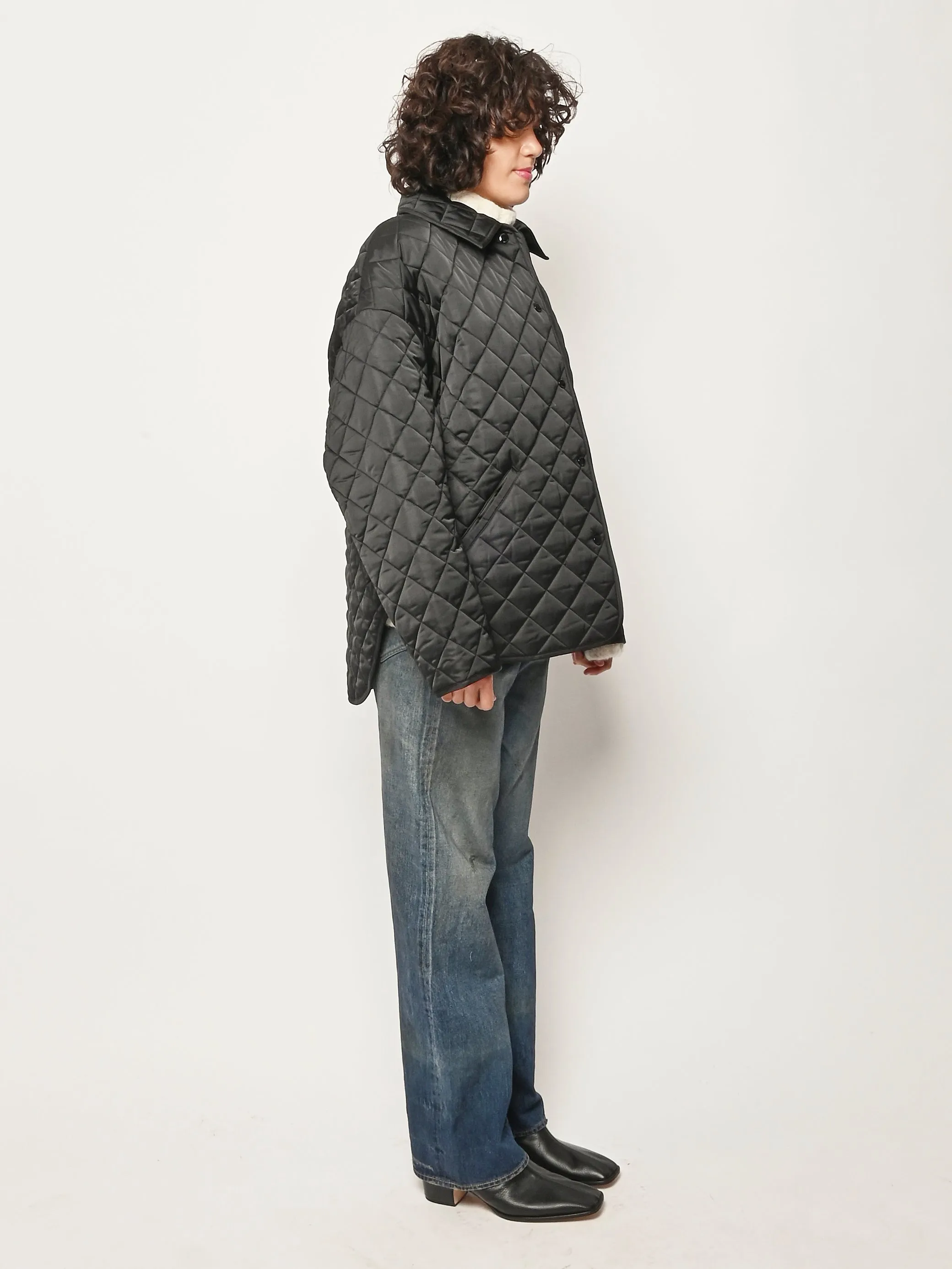 Black Collared Quilted Jacket sold by Frances May Houseline product image thumbnail 5