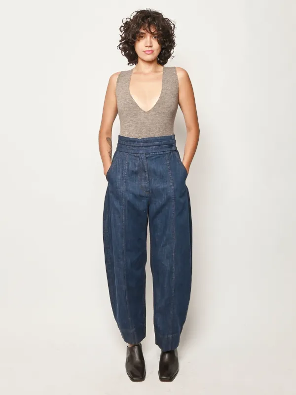 Grey Melange Low V Bodysuit made by Lauren Manoogian