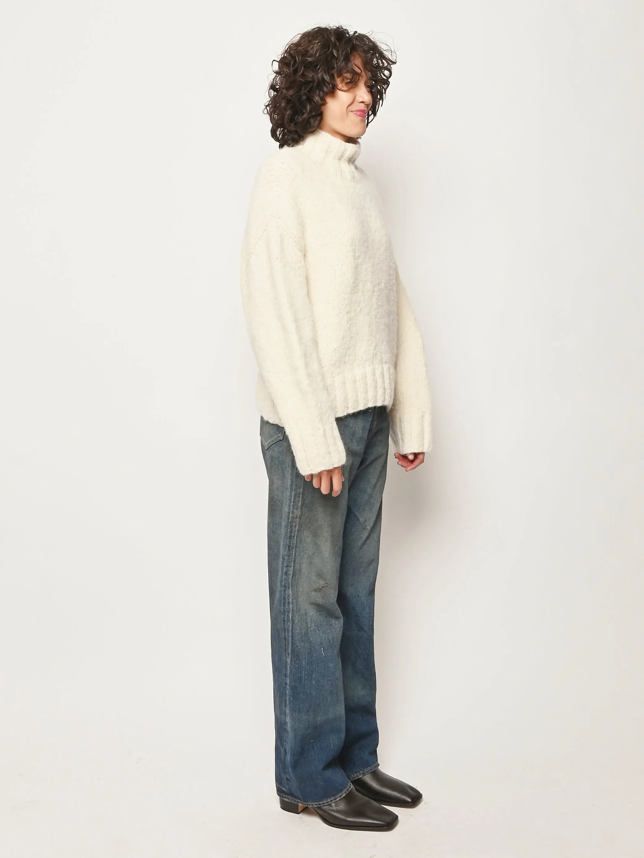 Raw White Handknit Mockneck sold by Frances May Houseline product image thumbnail 5