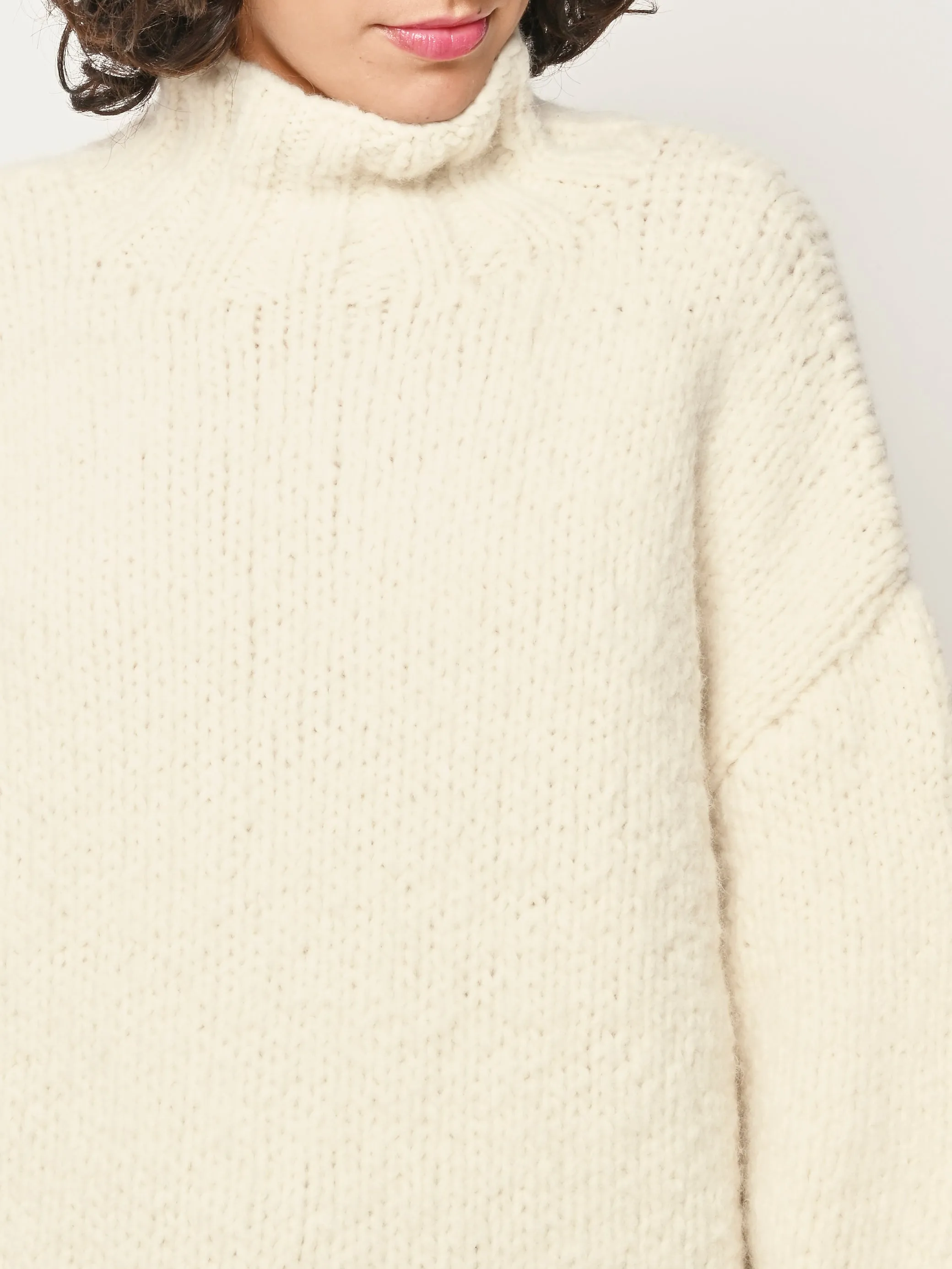 Raw White Handknit Mockneck sold by Frances May Houseline product image thumbnail 3