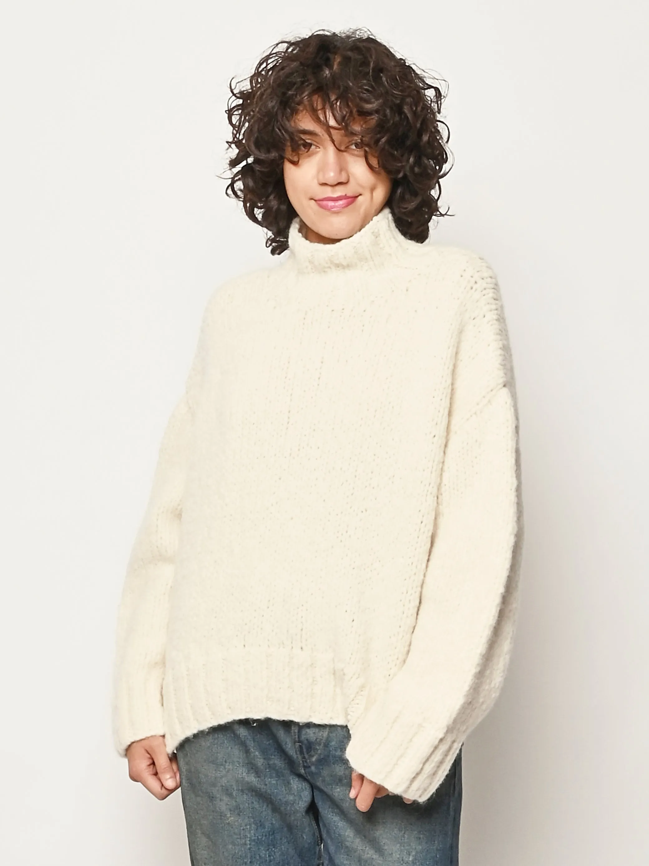 Raw White Handknit Mockneck sold by Frances May Houseline product image thumbnail 2