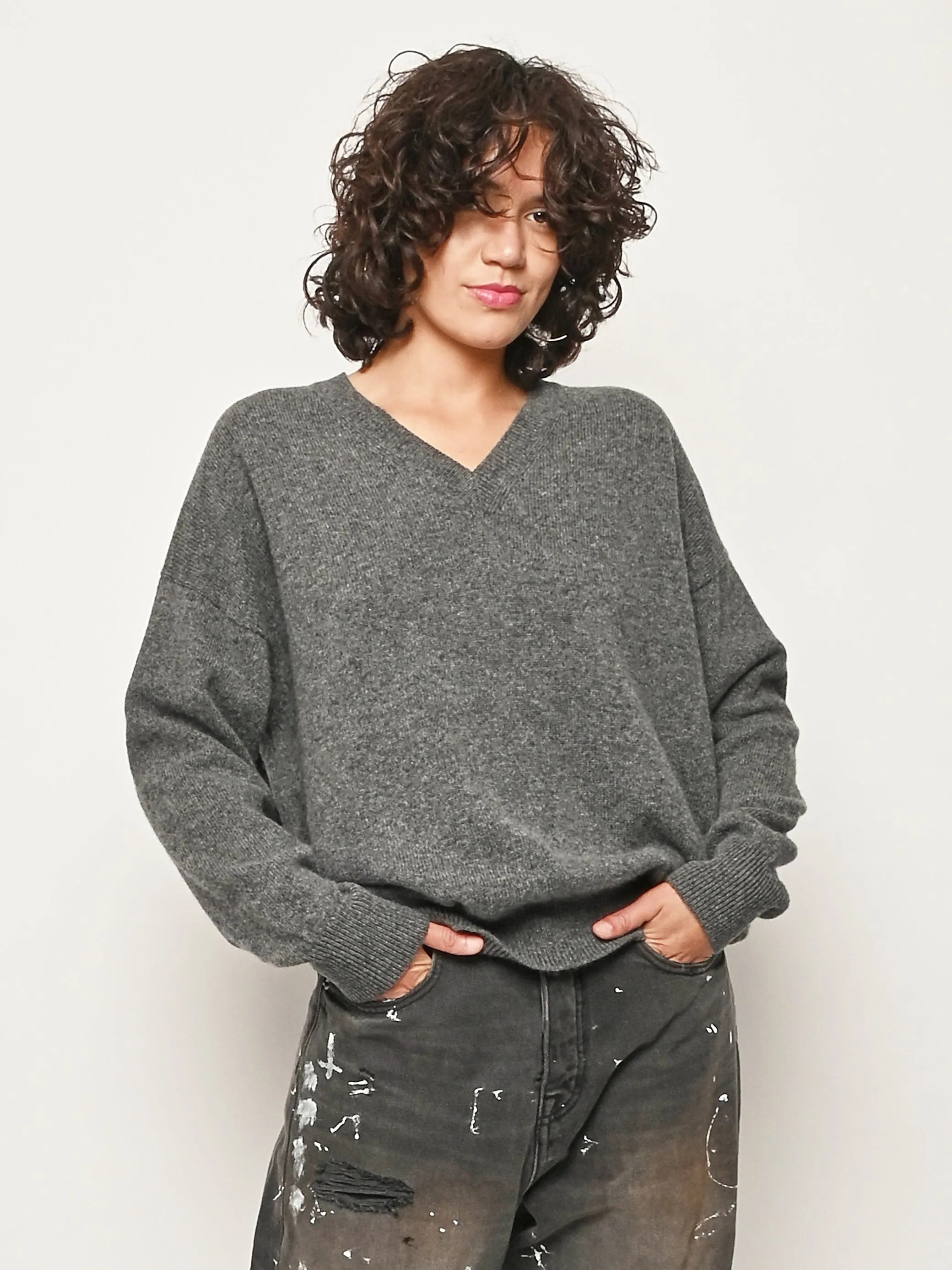 Derby Grey Innes Slouch V-Neck sold by Frances May Houseline product image thumbnail 2